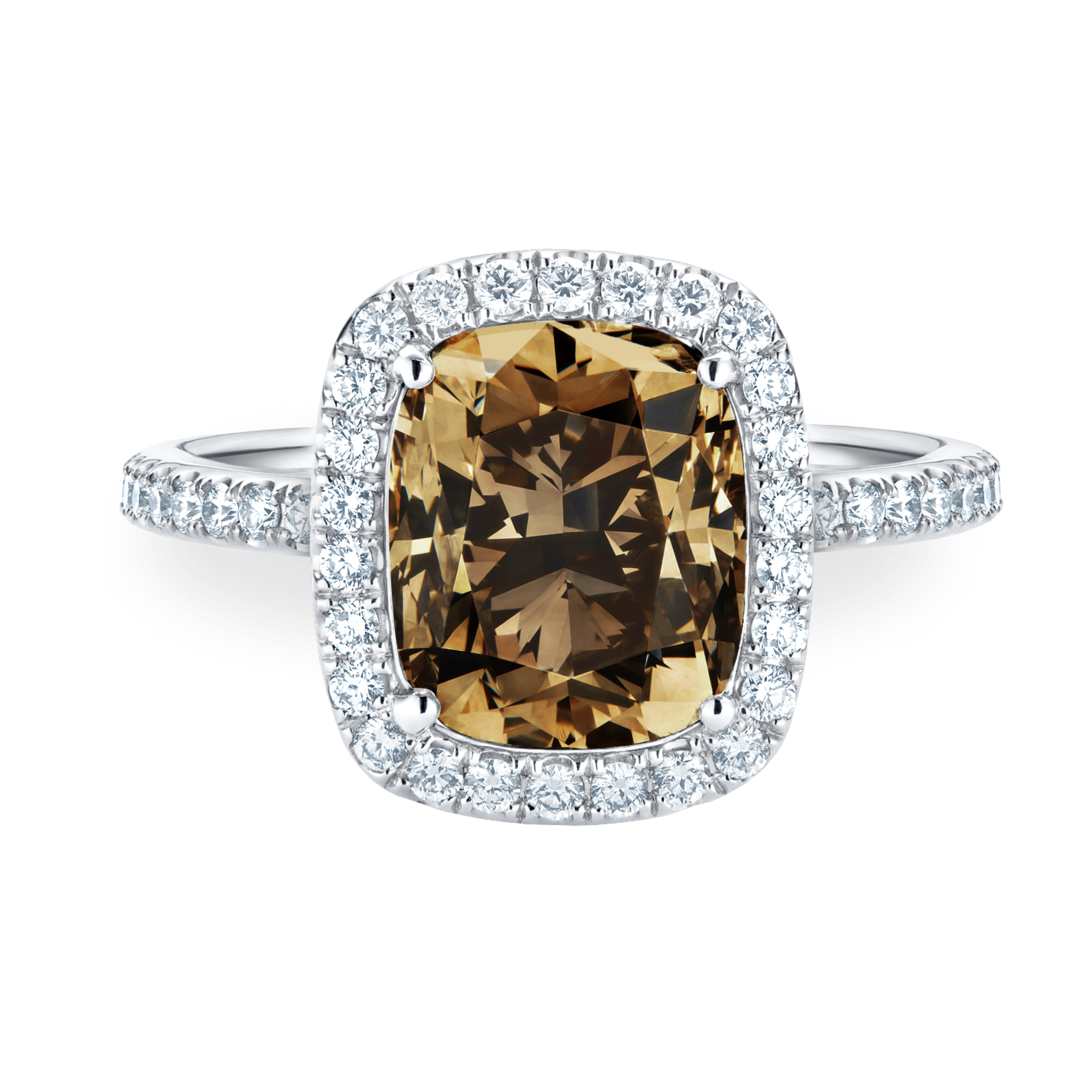 Aura fancy brown cushion-cut diamond ring, image 1