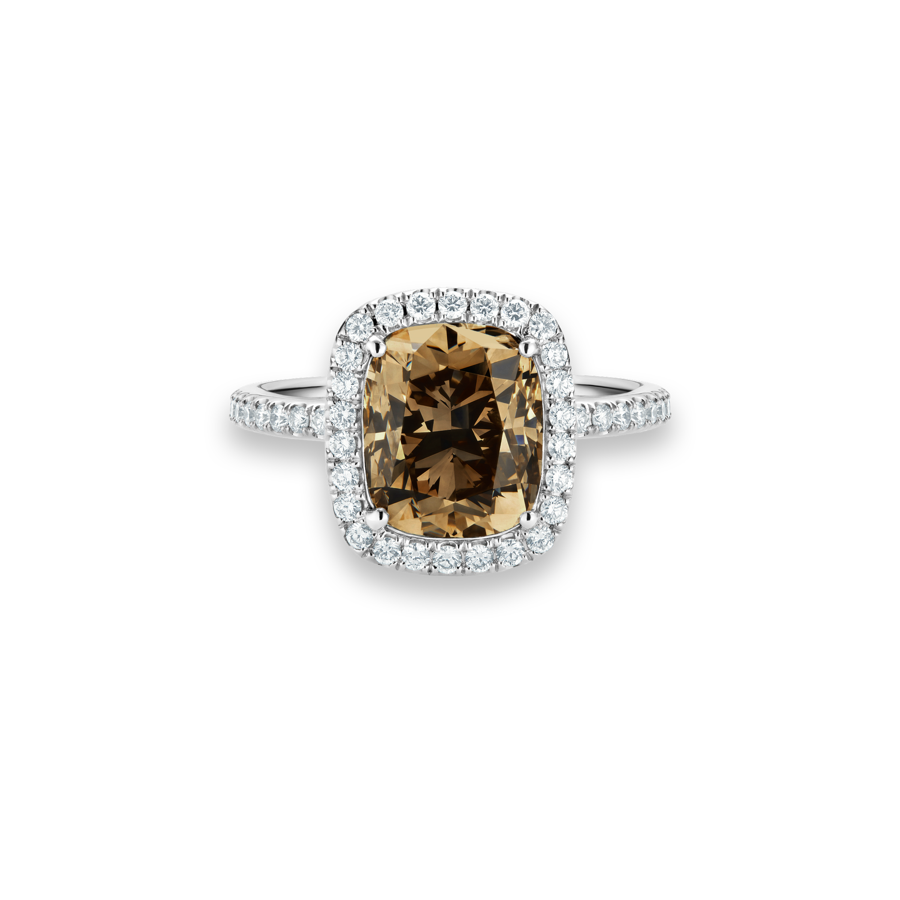 Aura fancy brown cushion-cut diamond ring, image 1
