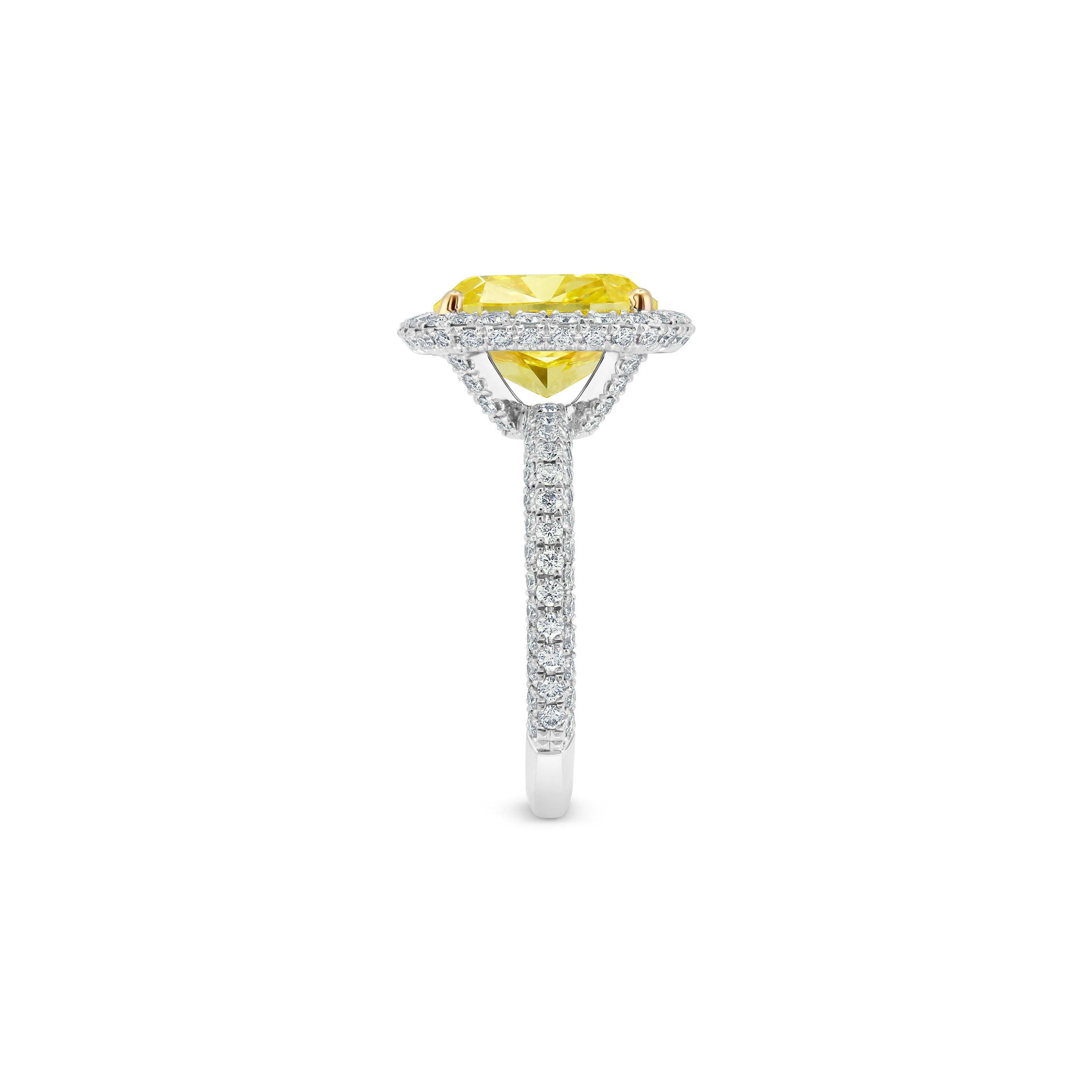 De beers yellow discount aura cushion cut ring