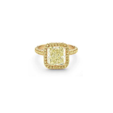 Aura fancy yellow radiant-cut diamond ring