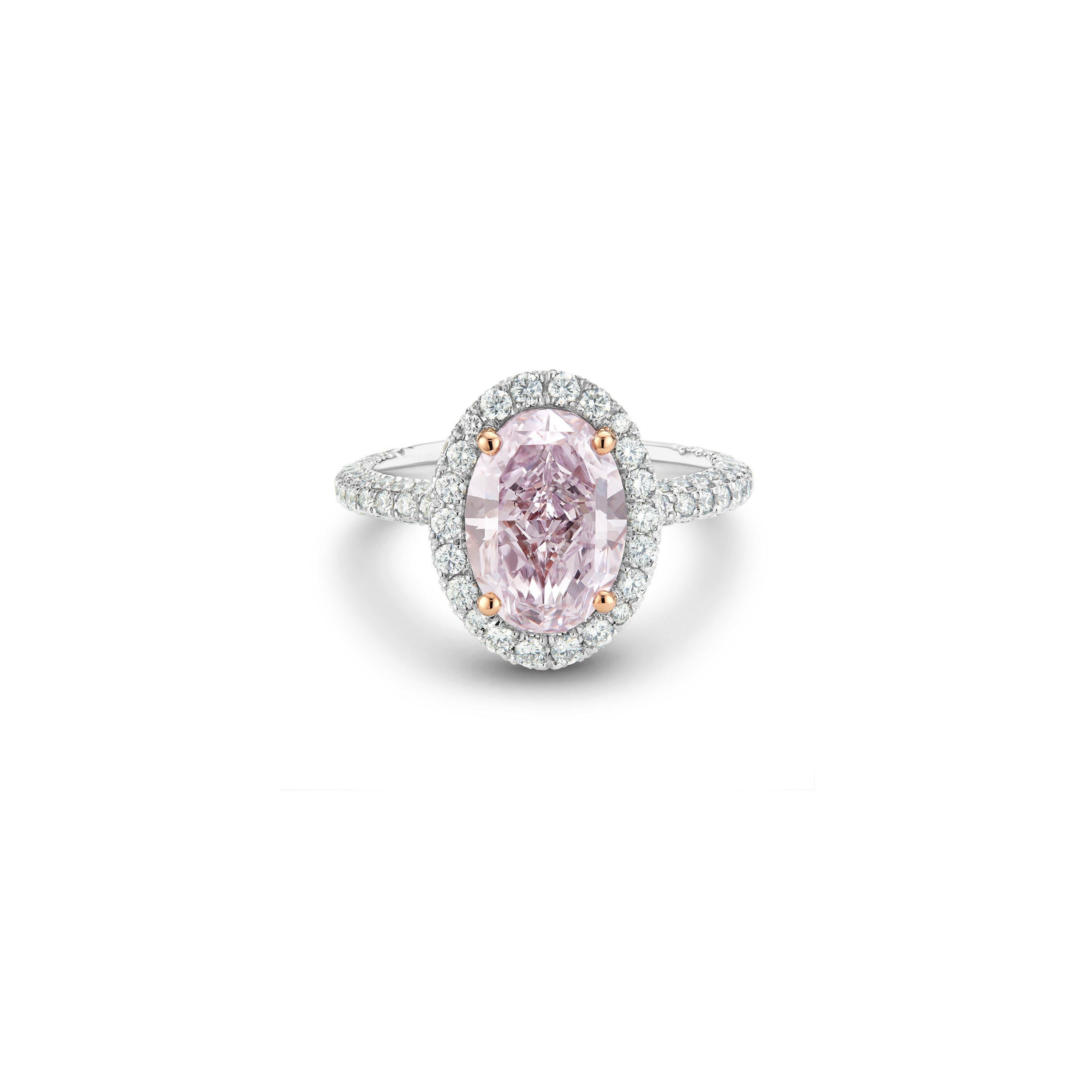 Oval pink diamond on sale ring