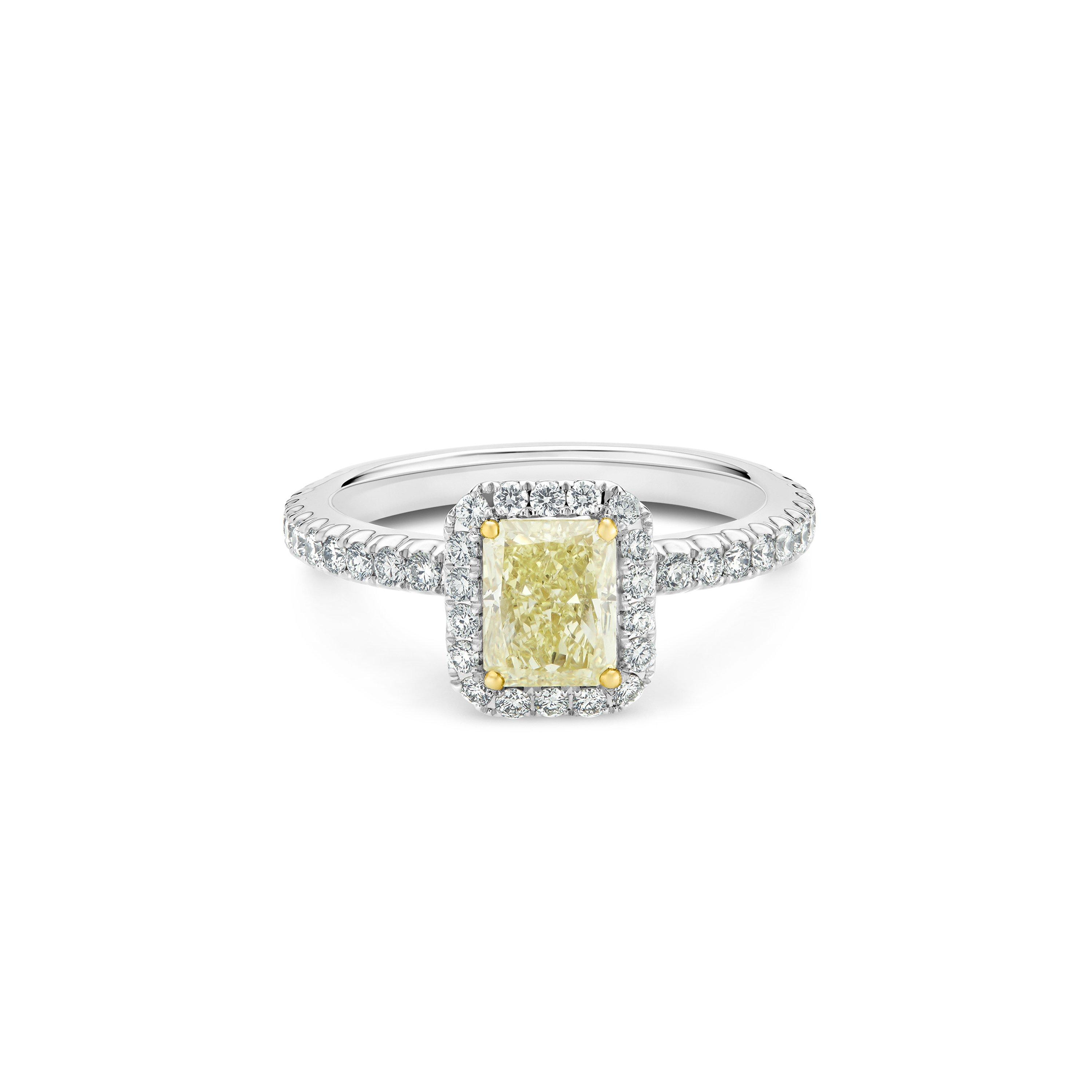 Aura Fancy Yellow Radiant-Cut Diamond Ring, image 1