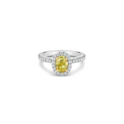 Aura fancy yellow oval-shaped diamond ring