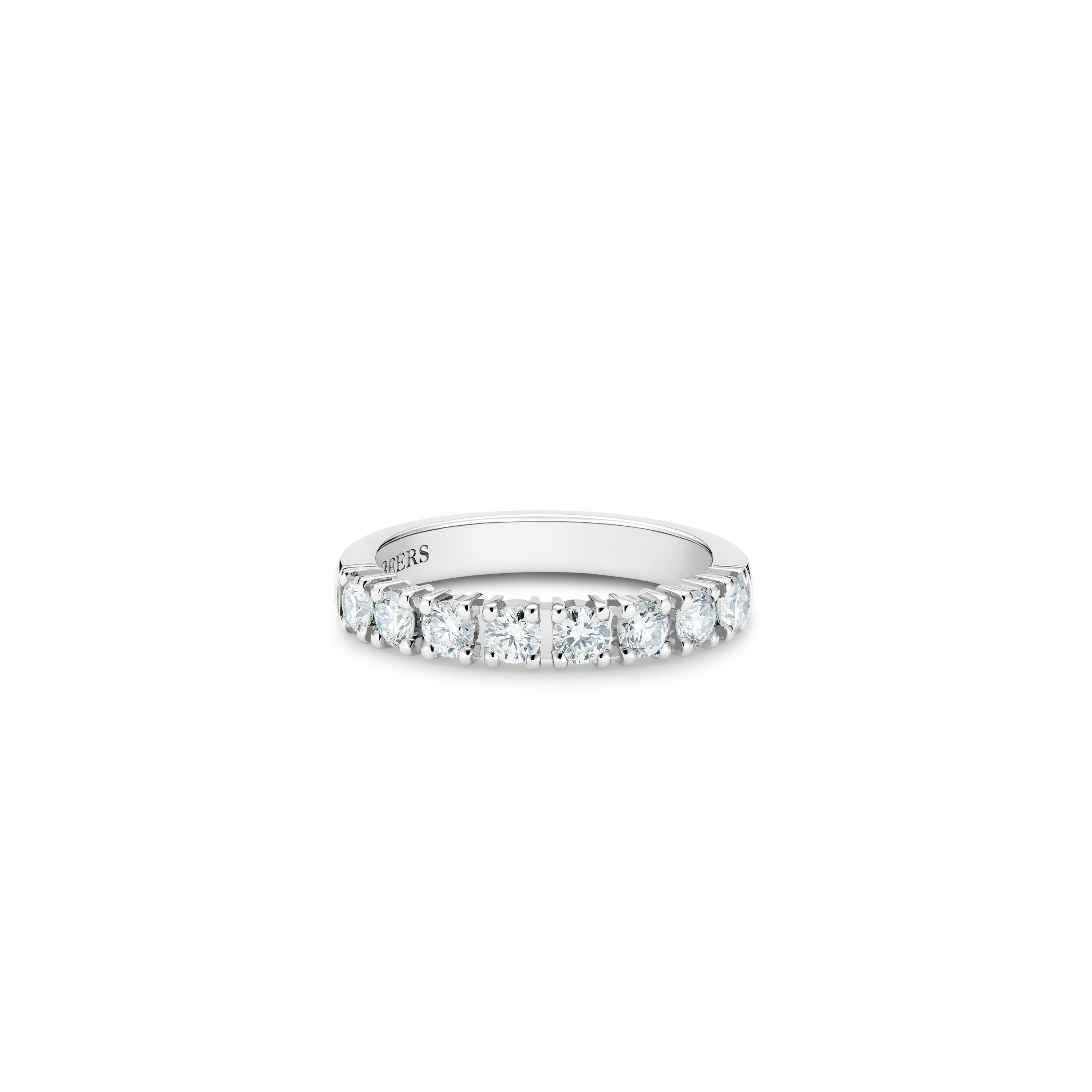 De Beers Platinum Diamond Classic Half Eternity Wedding Band Ring with  Papers