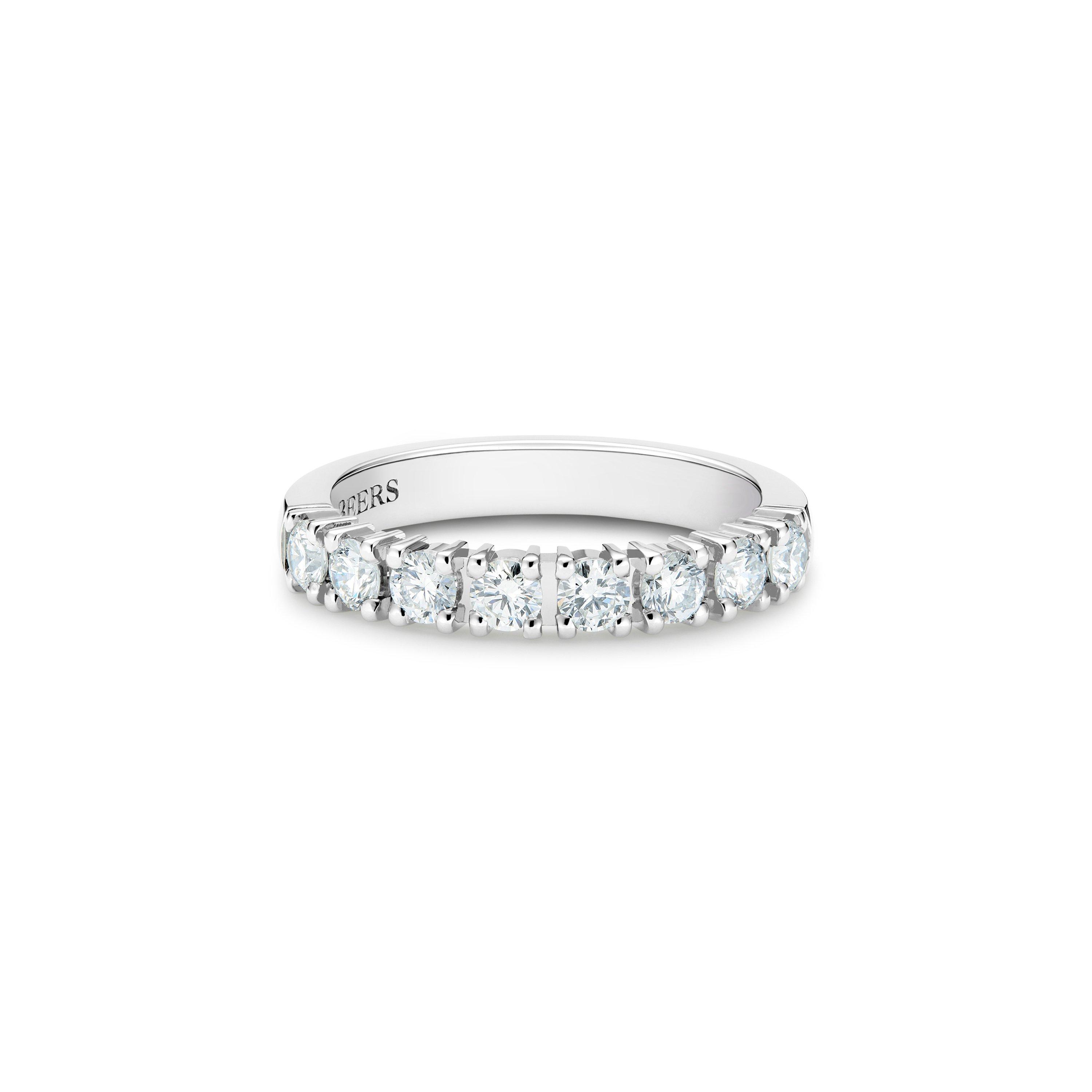 De Beers Platinum Diamond Classic Half Eternity Wedding Band Ring with  Papers