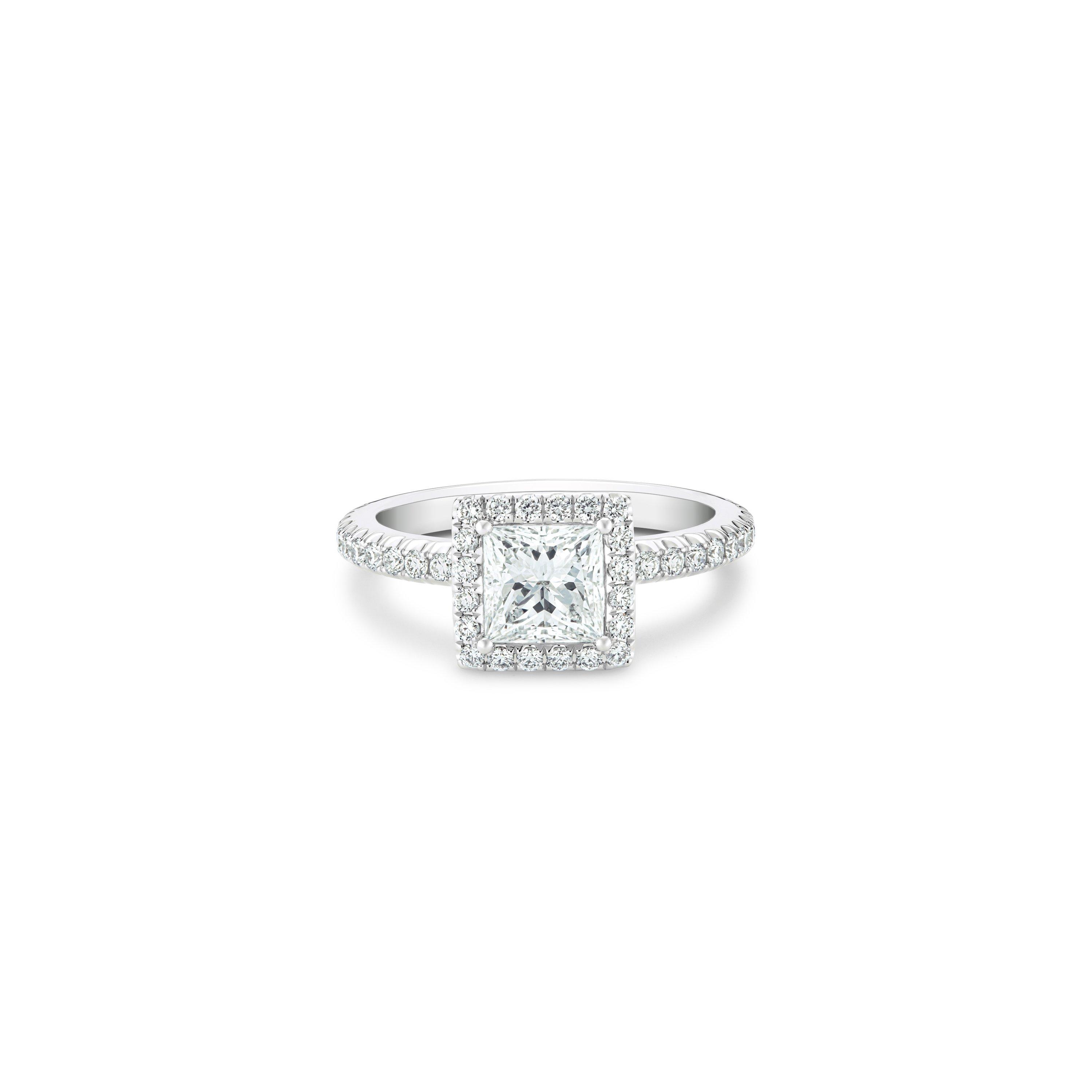 Debeers Aura Princess-cut Diamond Ring In White