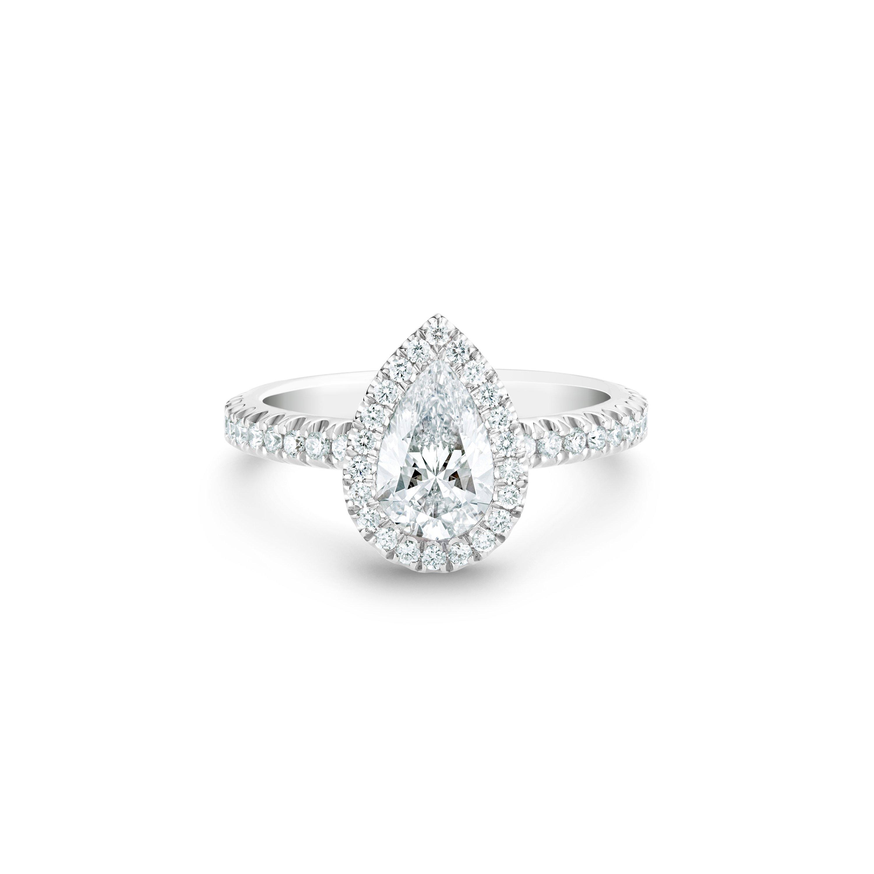 Debeers Aura Pear-shaped Diamond Ring In White