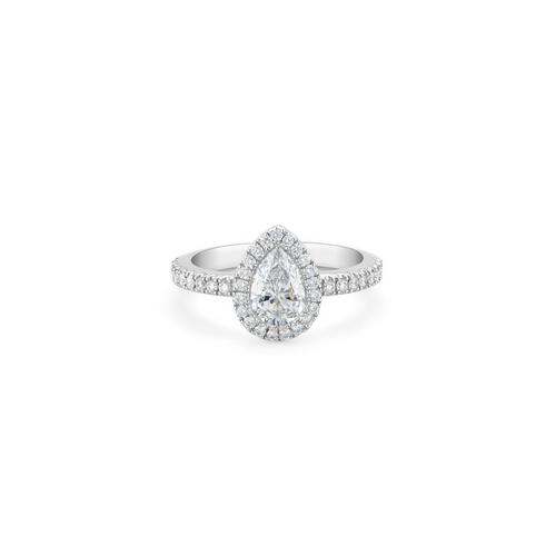Debeers Aura Pear-shaped Diamond Ring In White