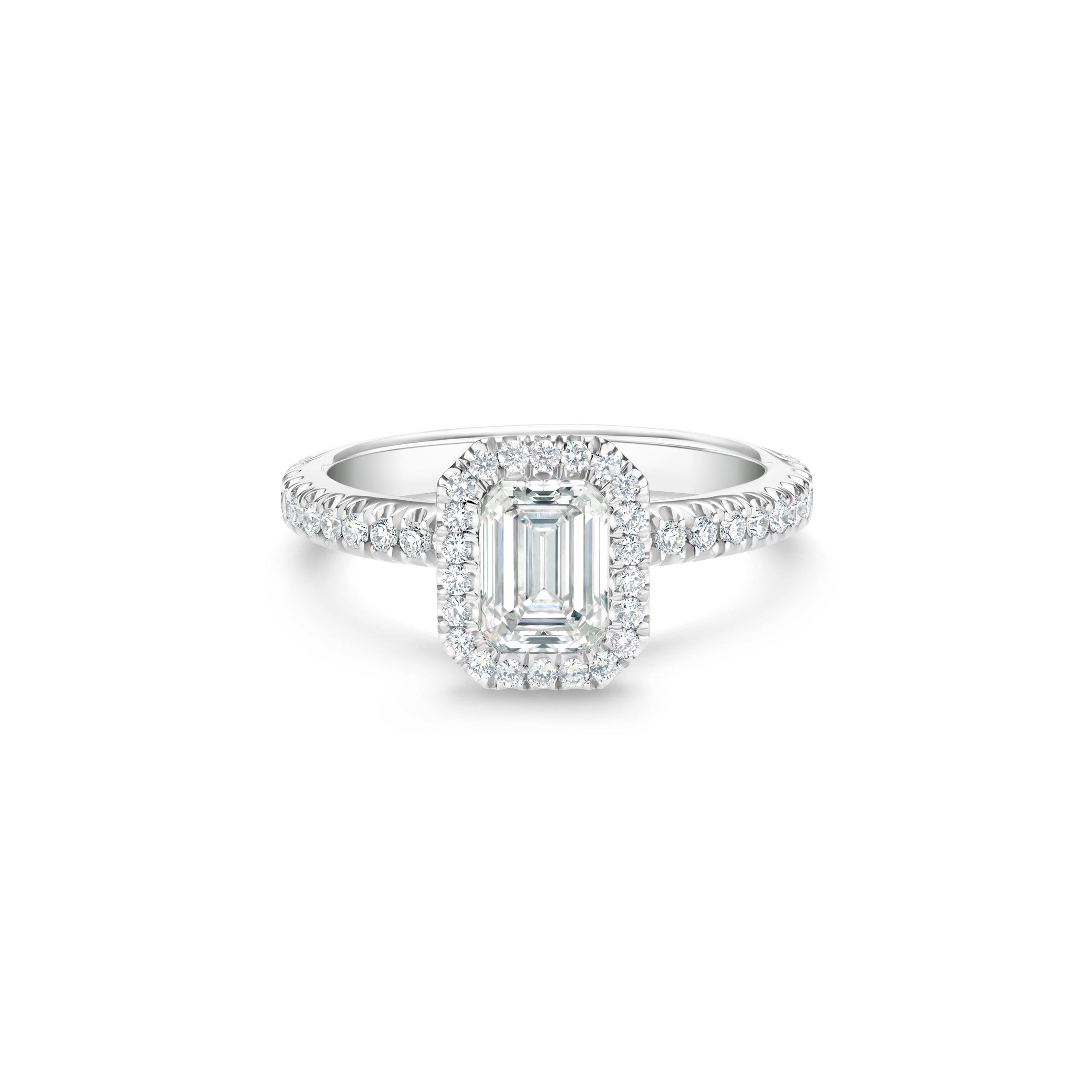 Solitaire Aura diamant taille émeraude