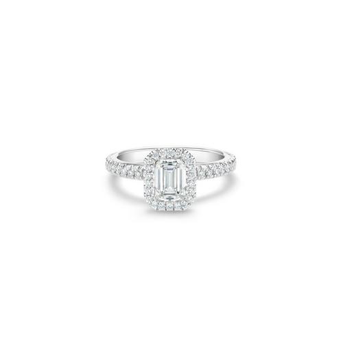 Debeers Aura Emerald-cut Diamond Ring In White