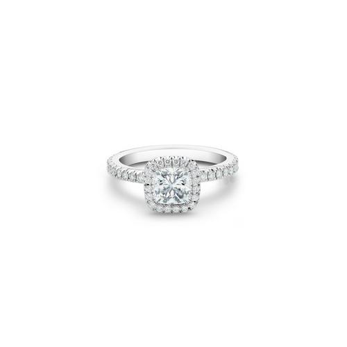 Debeers Aura Cushion-cut Diamond Ring In White