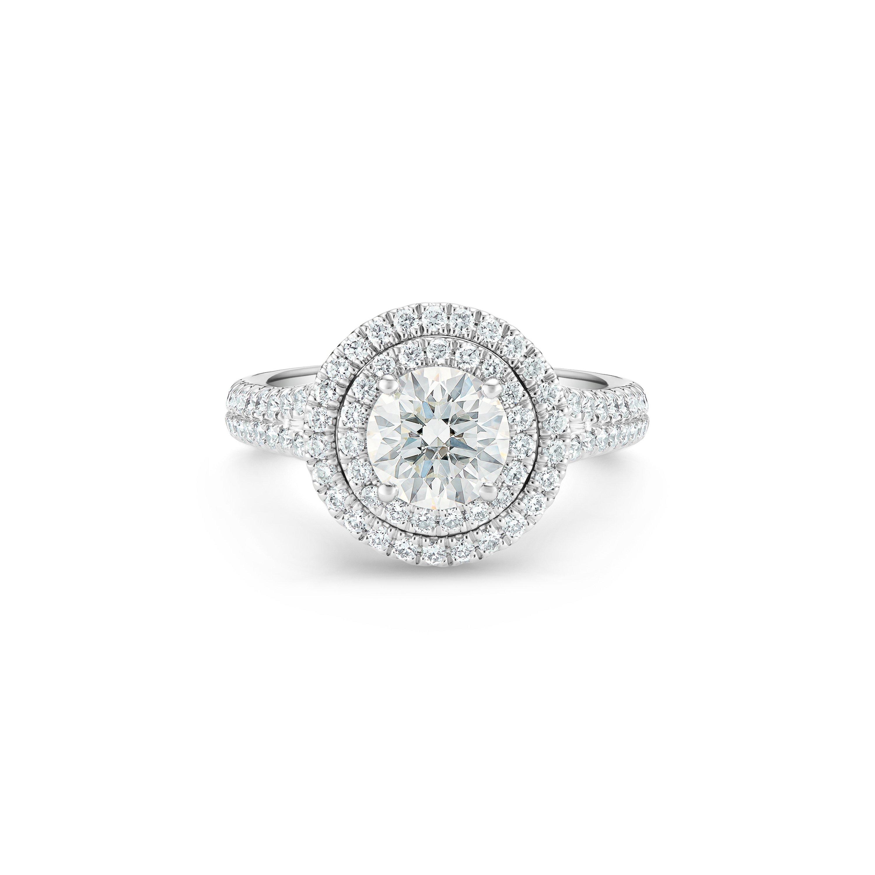 Aura Double Halo Round Brilliant Diamond Ring