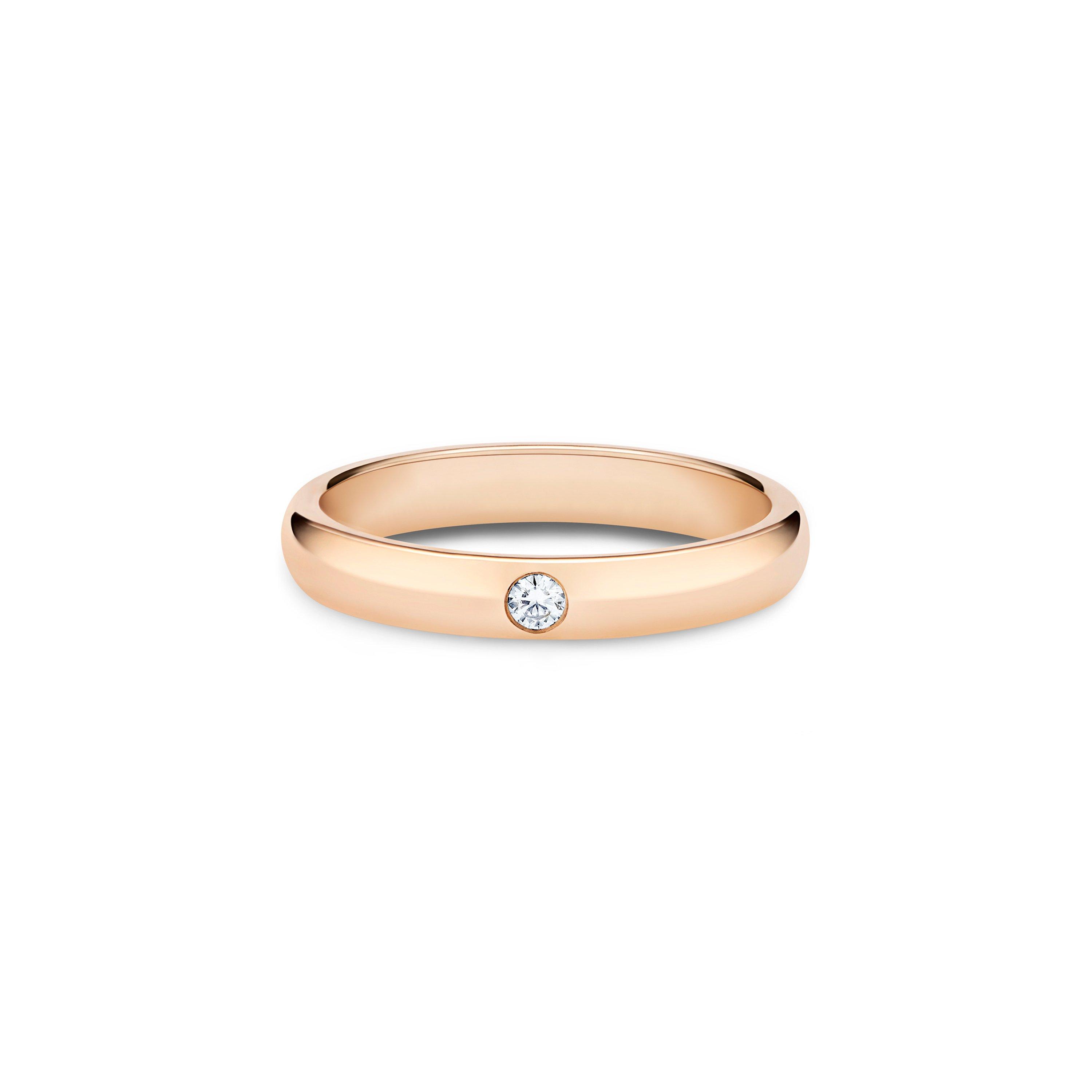 Gold band with hot sale single diamond