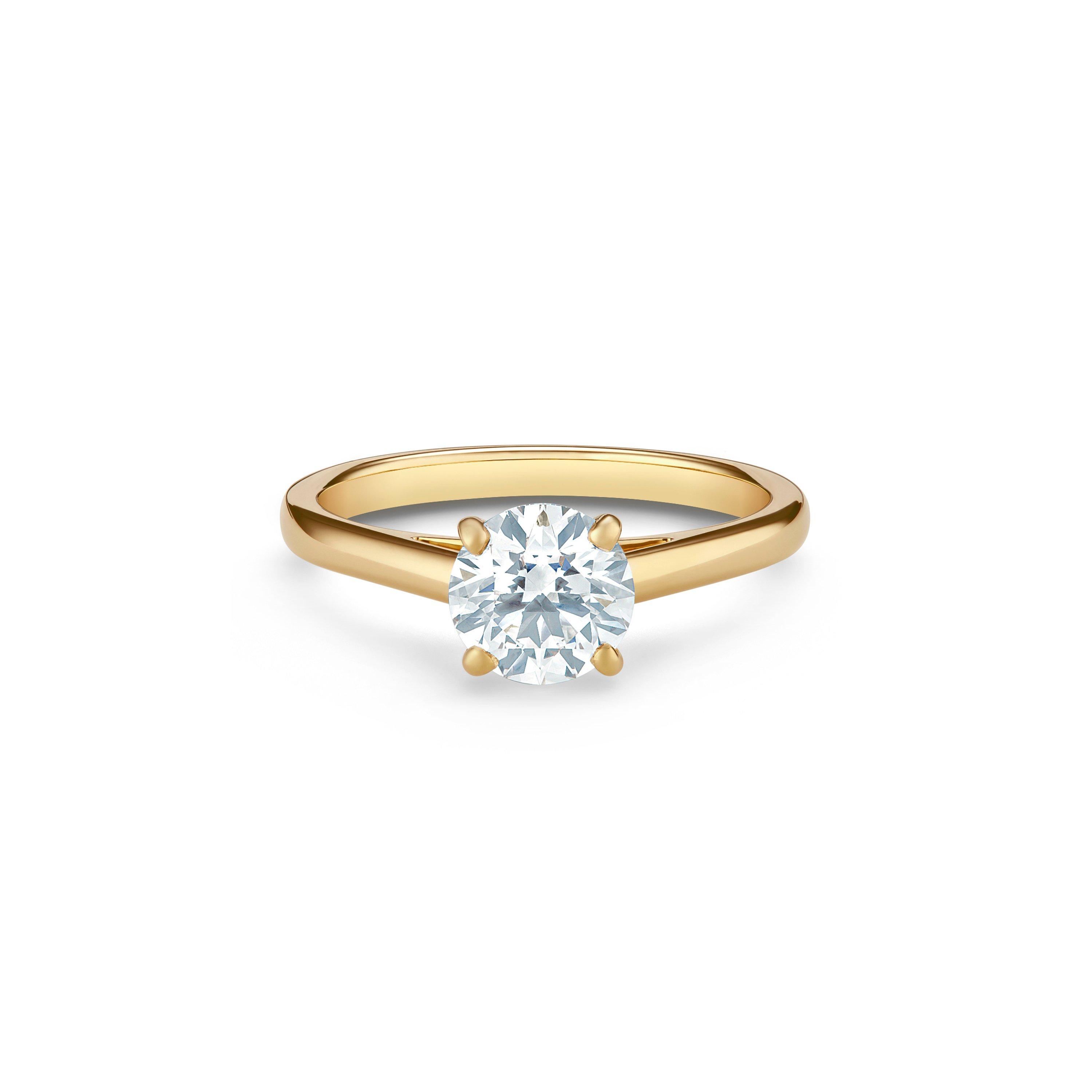 Debeers Db Classic Round Brilliant Diamond Ring In Gold