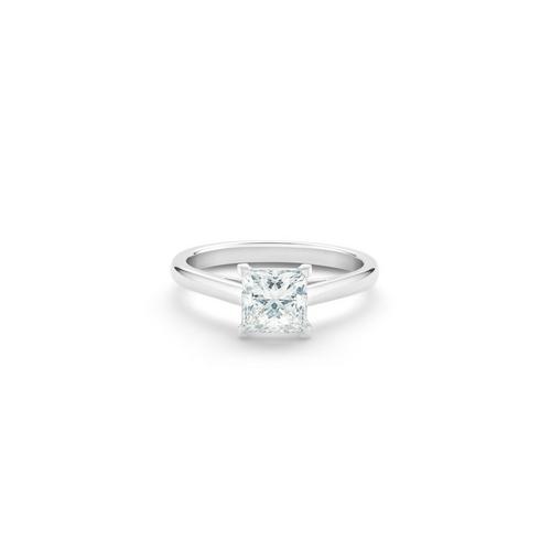 Debeers Db Classic Princess-cut Diamond Ring In White
