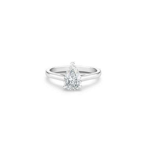 Debeers Db Classic Pear-shaped Diamond Ring In White