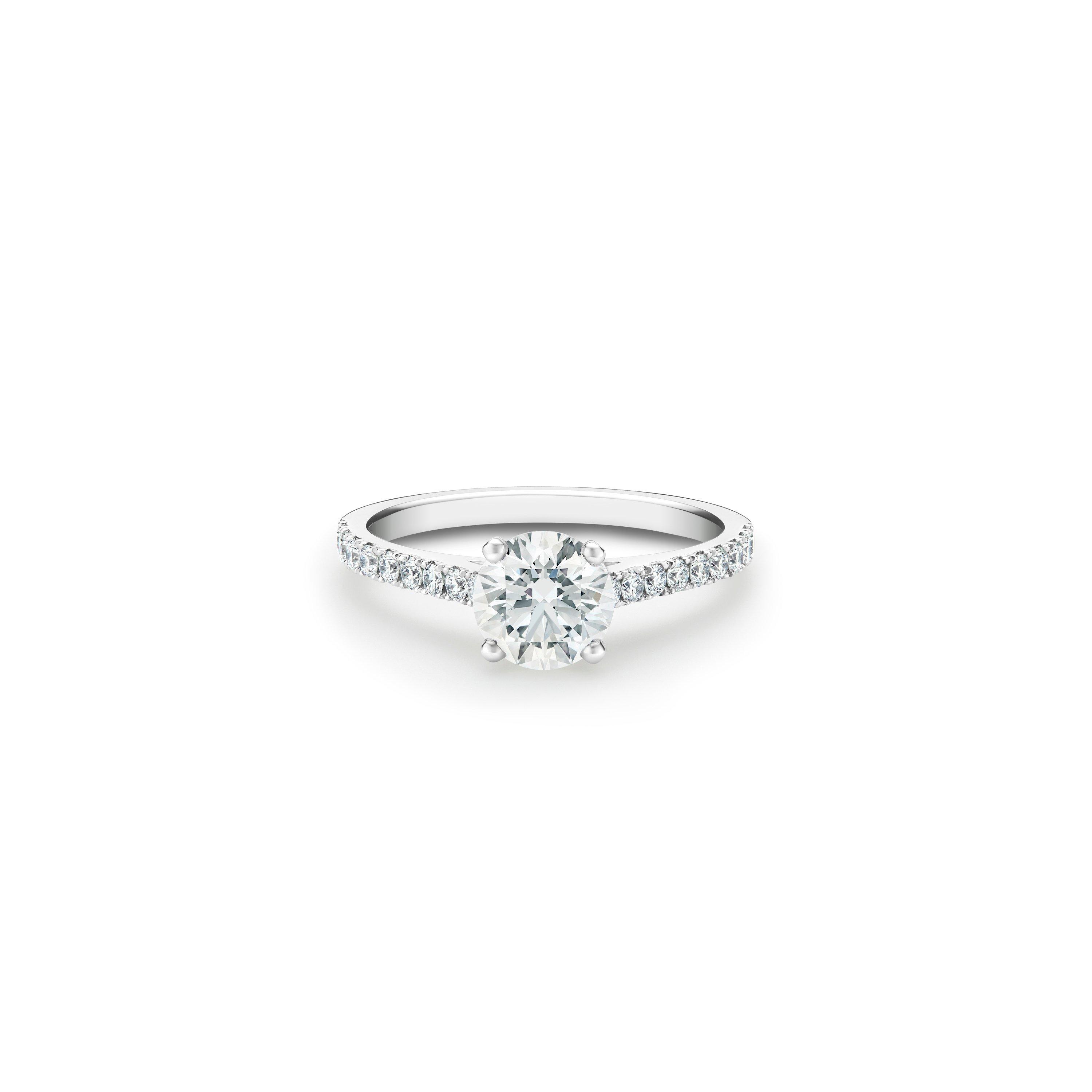 Debeers Db Classic Pavé Round Brilliant Diamond Ring In White