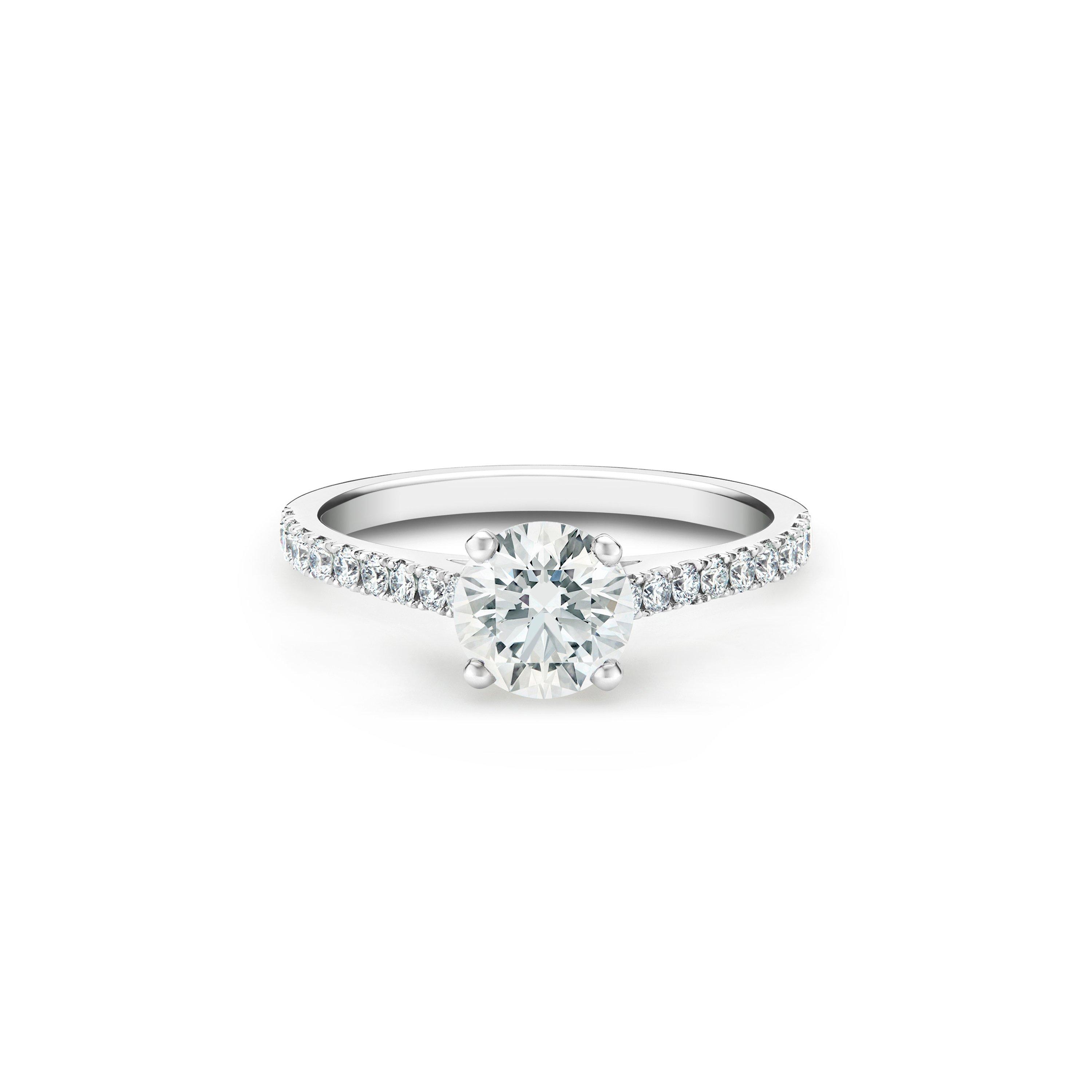 Debeers Db Classic Pavé Round Brilliant Diamond Ring In Metallic