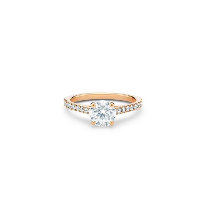 DB Classic玫瑰金圓形鑽石密釘鑲戒指