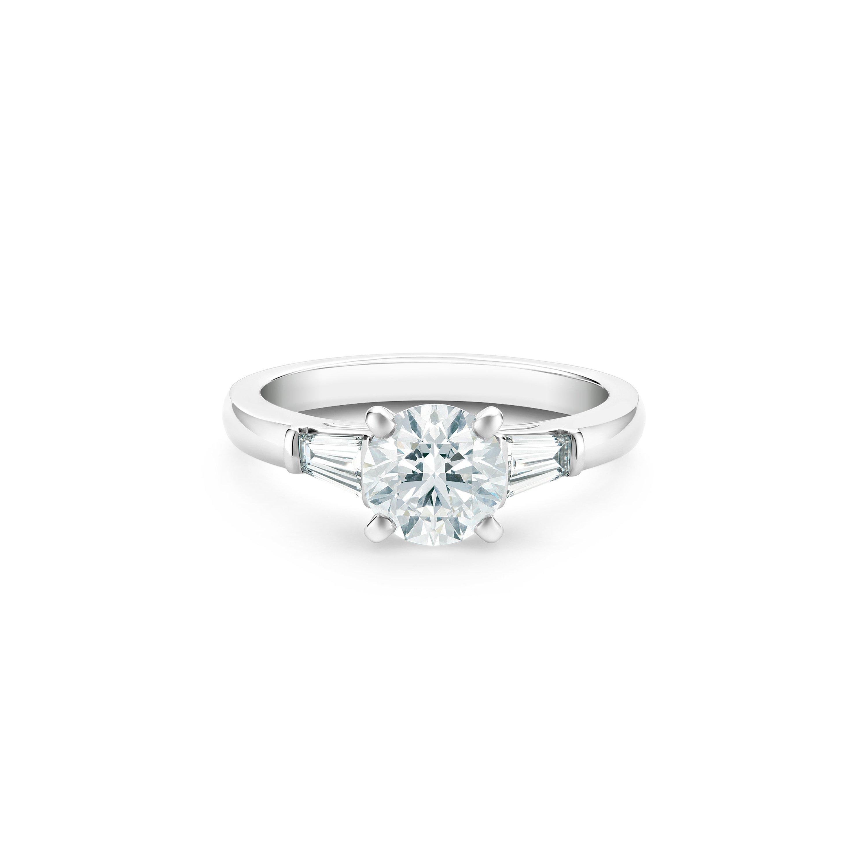 DB Classic round brilliant and tapered diamond ring