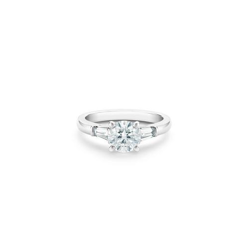 Debeers Db Classic Round Brilliant And Tapered Diamond Ring In Metallic