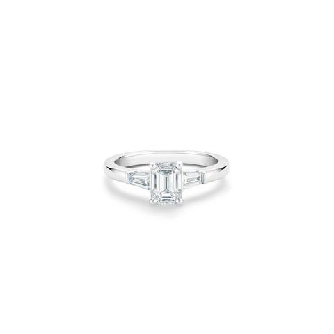 DB Classic emerald-cut and tapered diamond ring