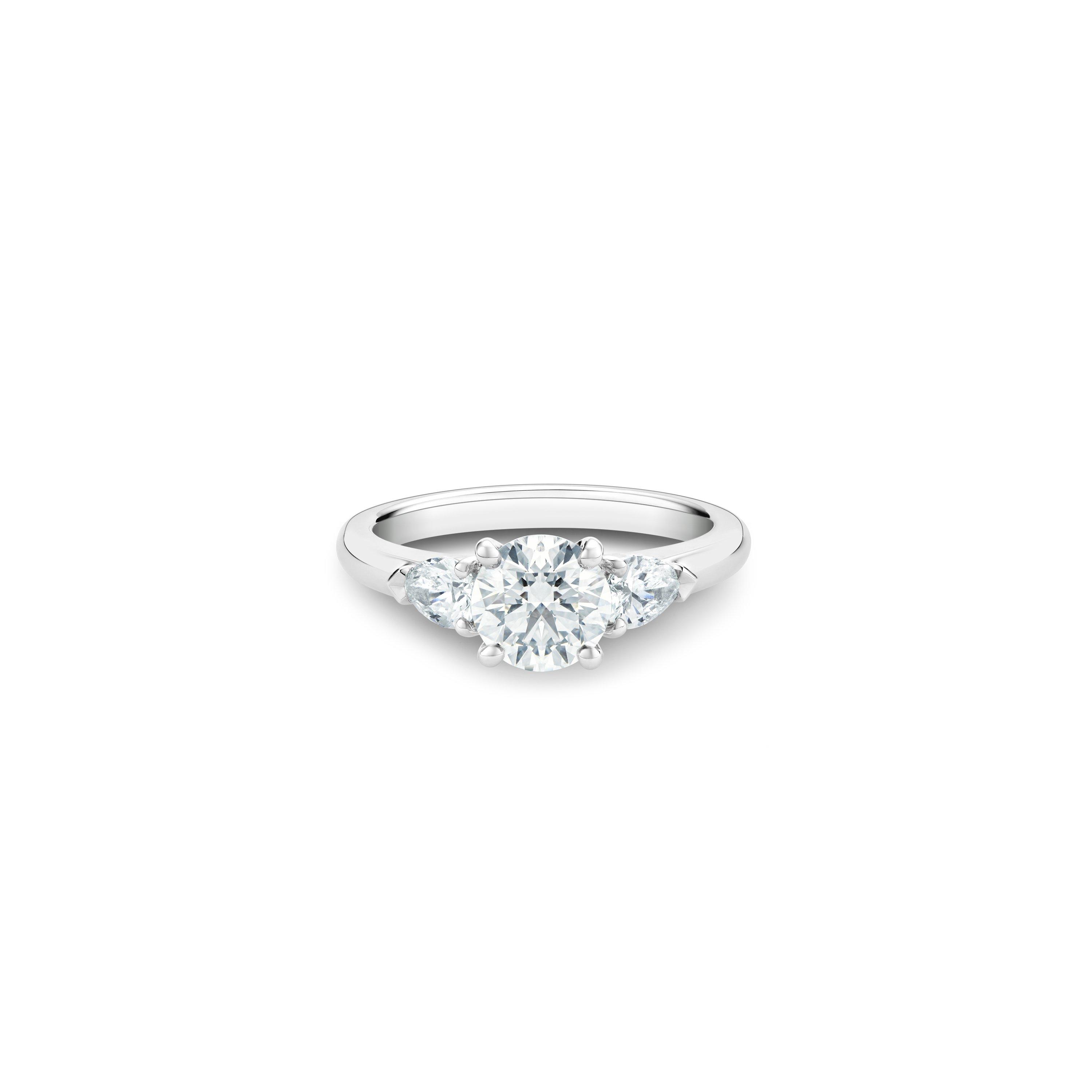 Debeers Db Classic Round Brilliant And Pear-shaped Diamond Ring In White