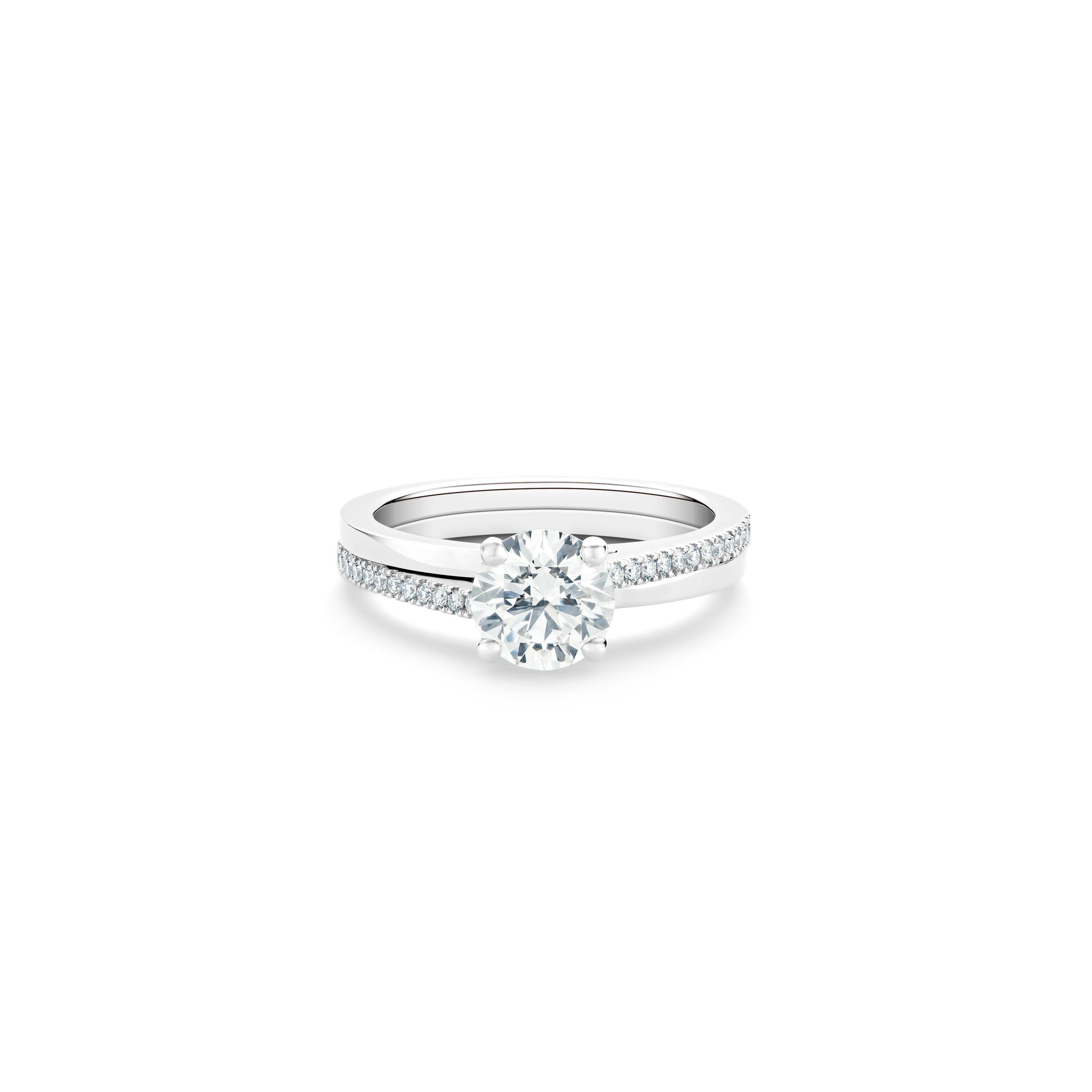 De Beers 0.68 tcw Forever Pave Round Brilliant Diamond Engagement Ring