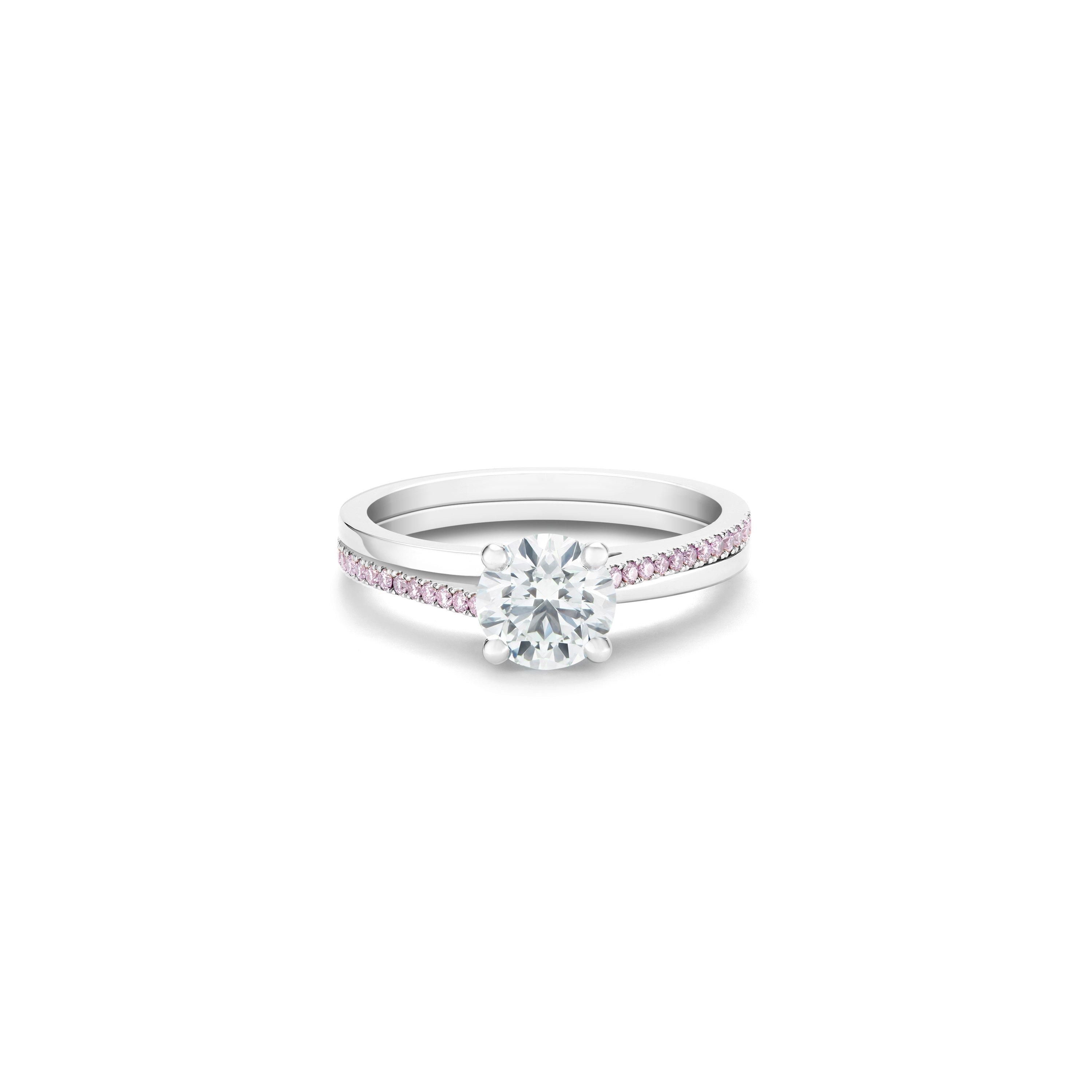 The Promise round brilliant diamond ring with pink diamonds De Beers US