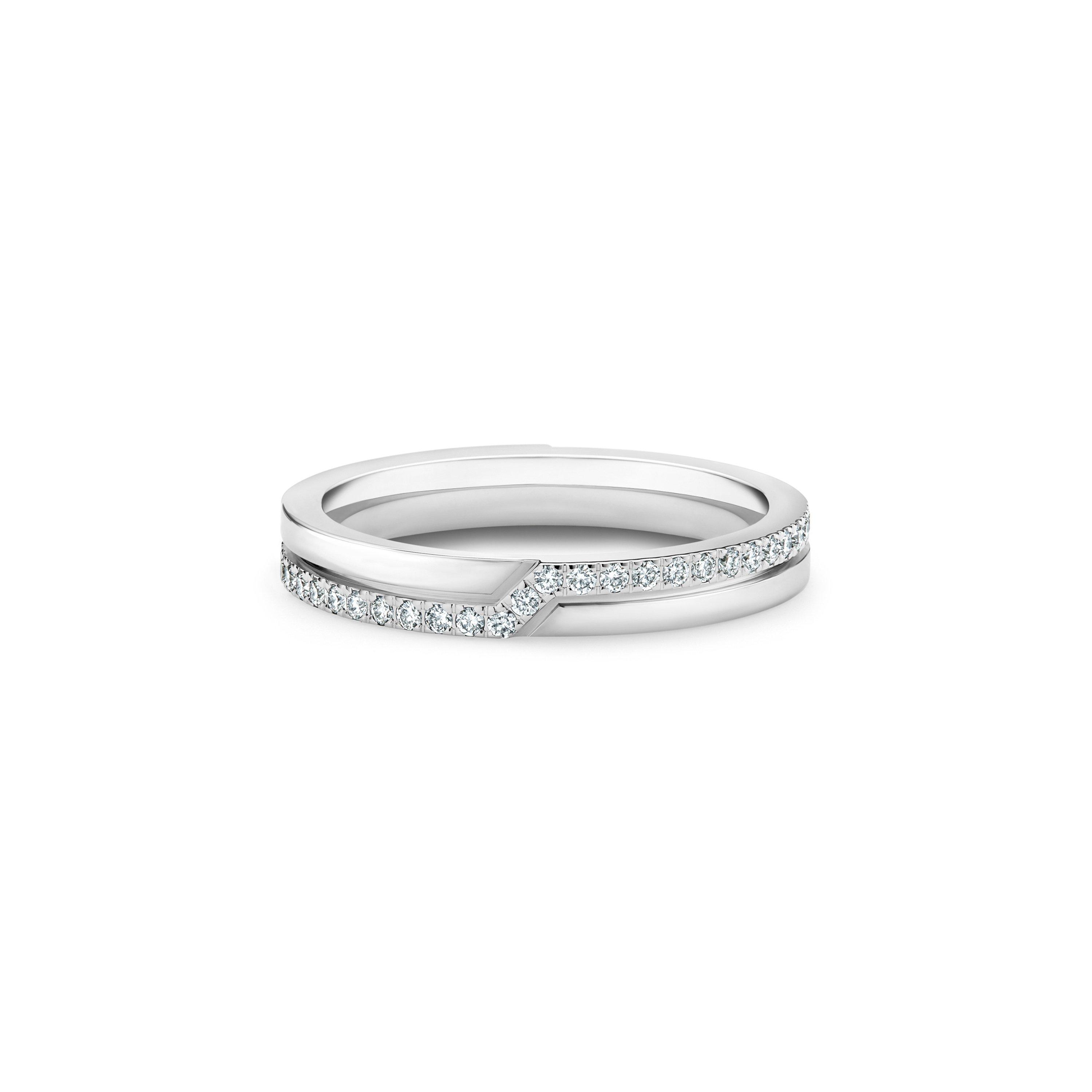 The Promise Half Pavé Band in White Gold, image 1