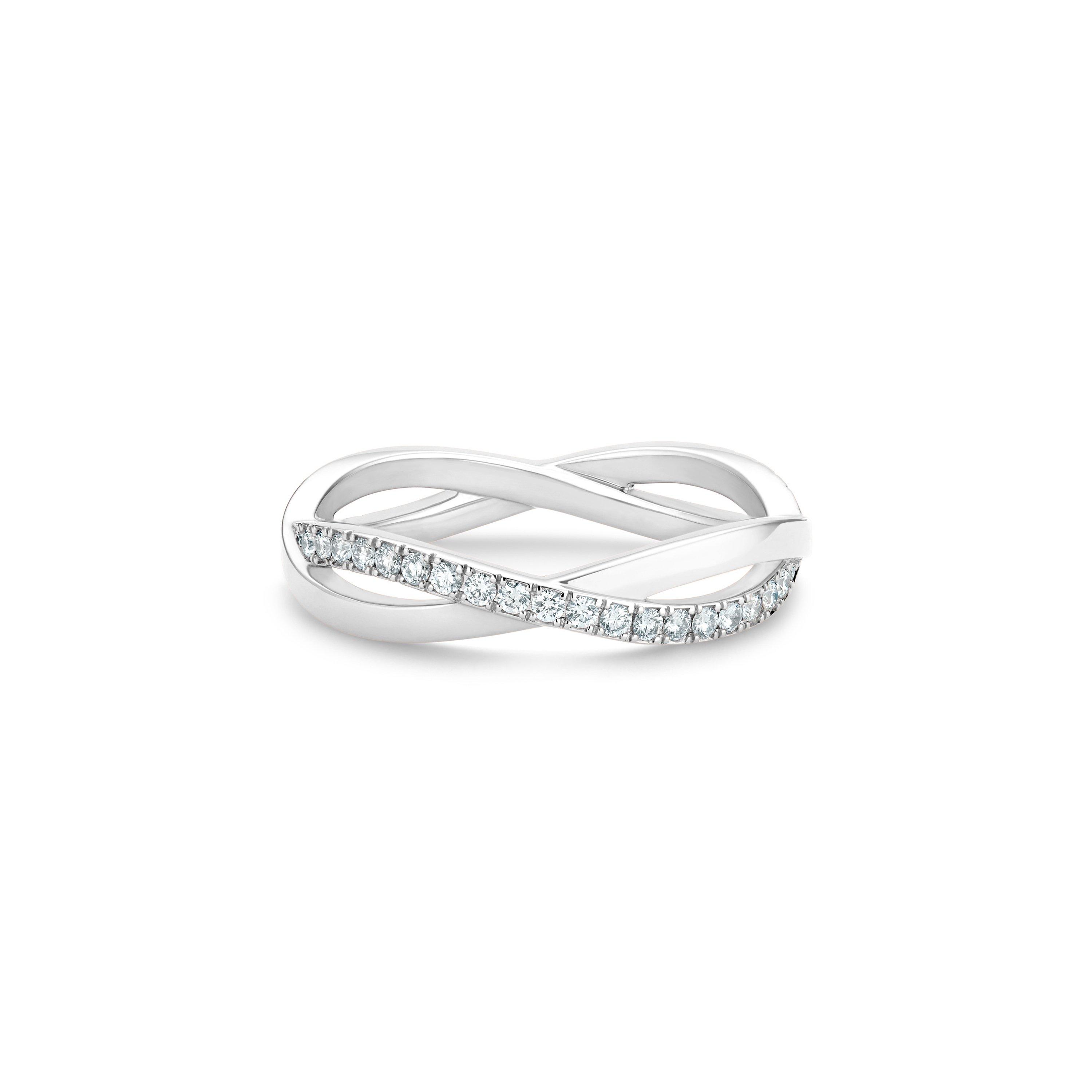 Infinity Half Pavé Band in White Gold, image 1