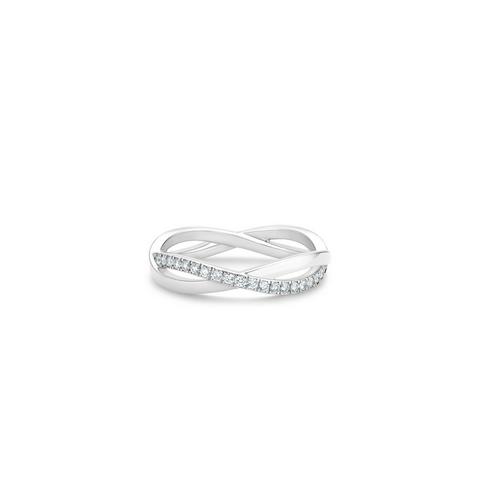 Infinity half pavé band in white gold