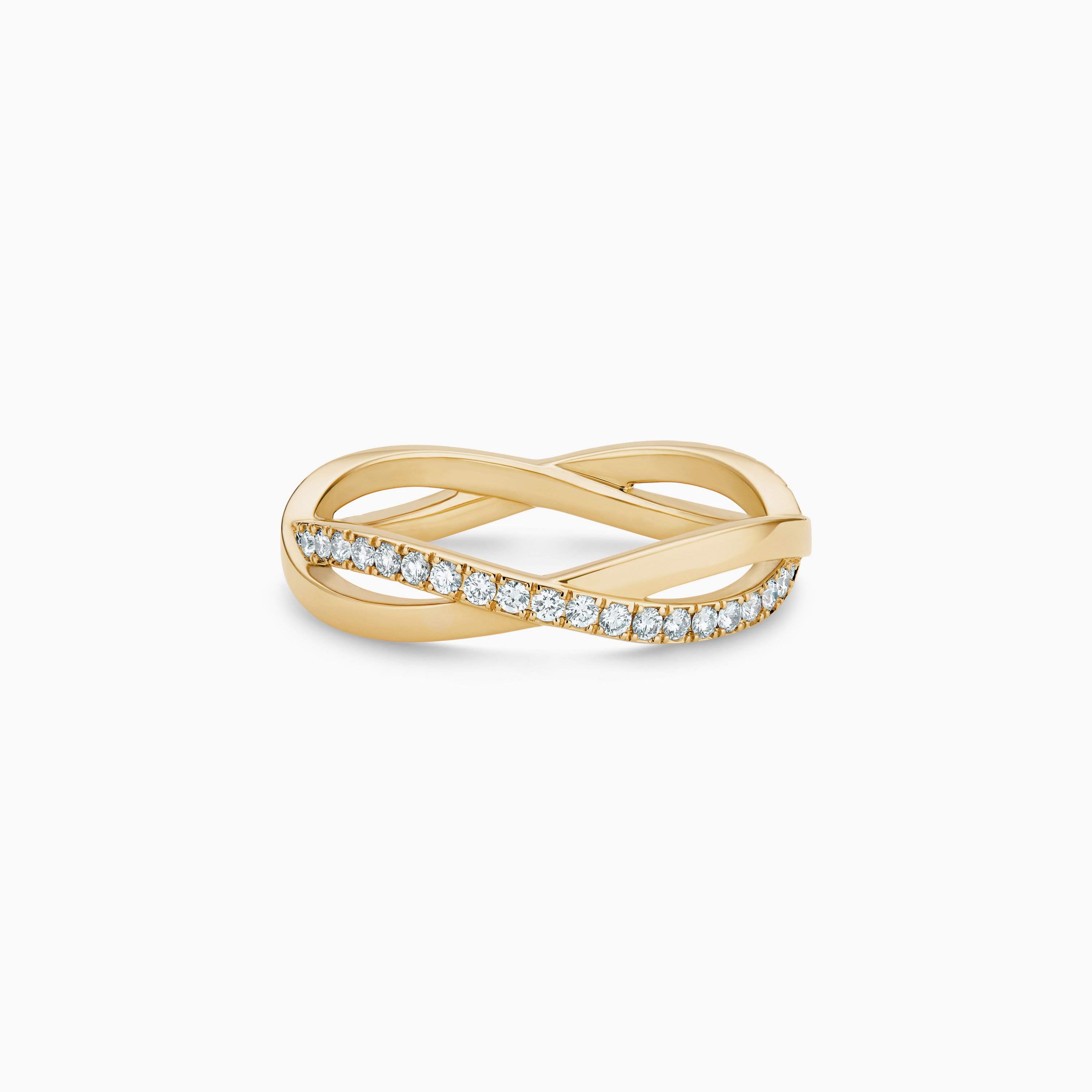 Infinity half pavé band in yellow gold Infinity half pavé band in yellow gold, image 1
