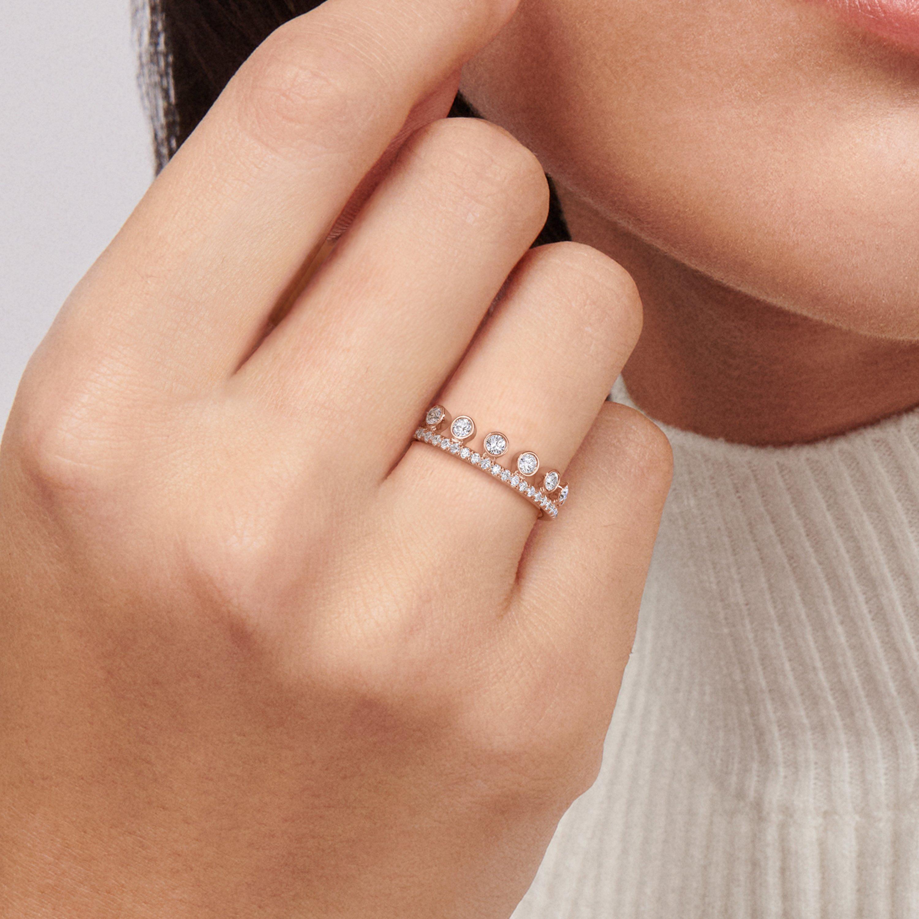 Bague pav&eacute;e Dewdrop en or rose, image 3