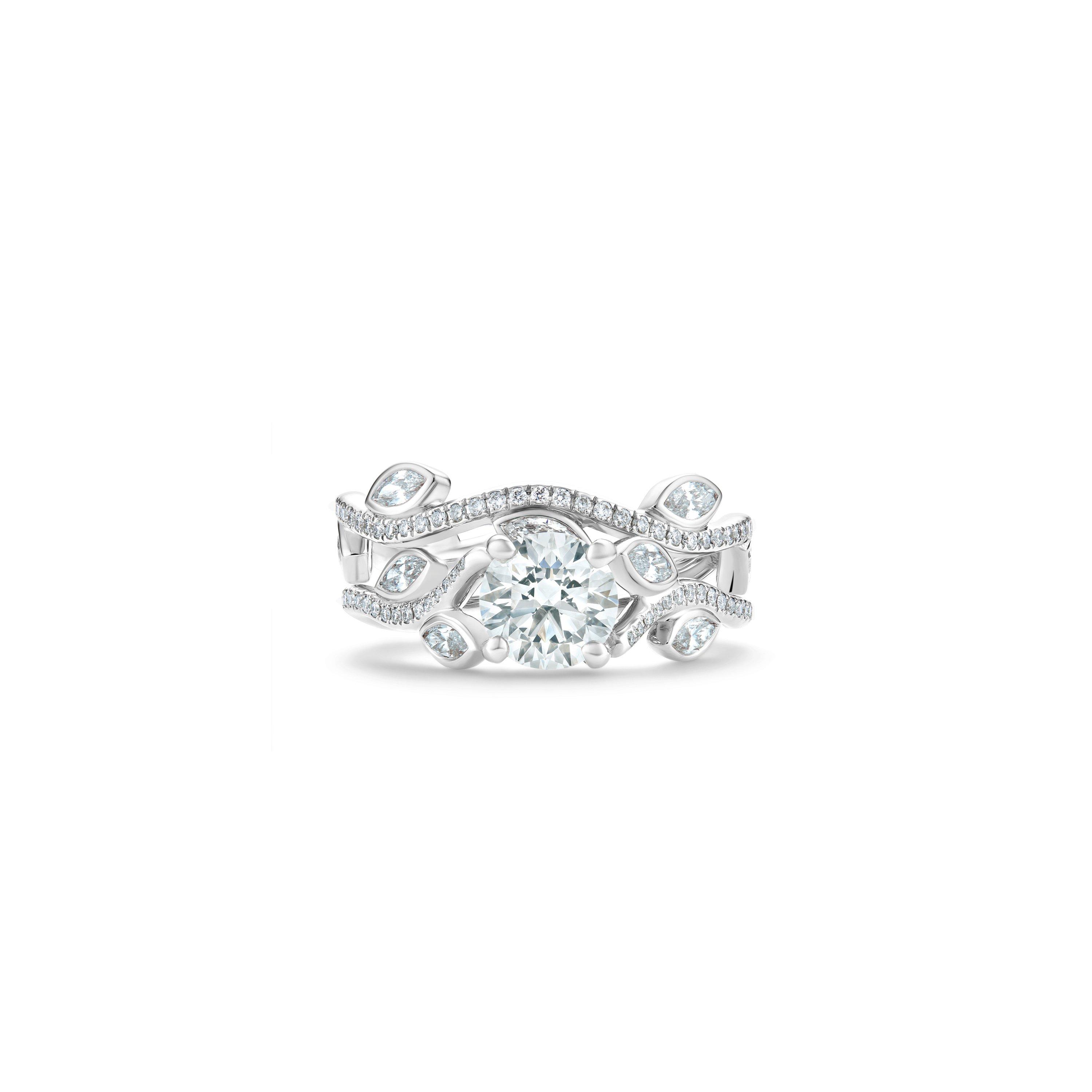 Adonis Rose engagement ring and wedding band, De Beers