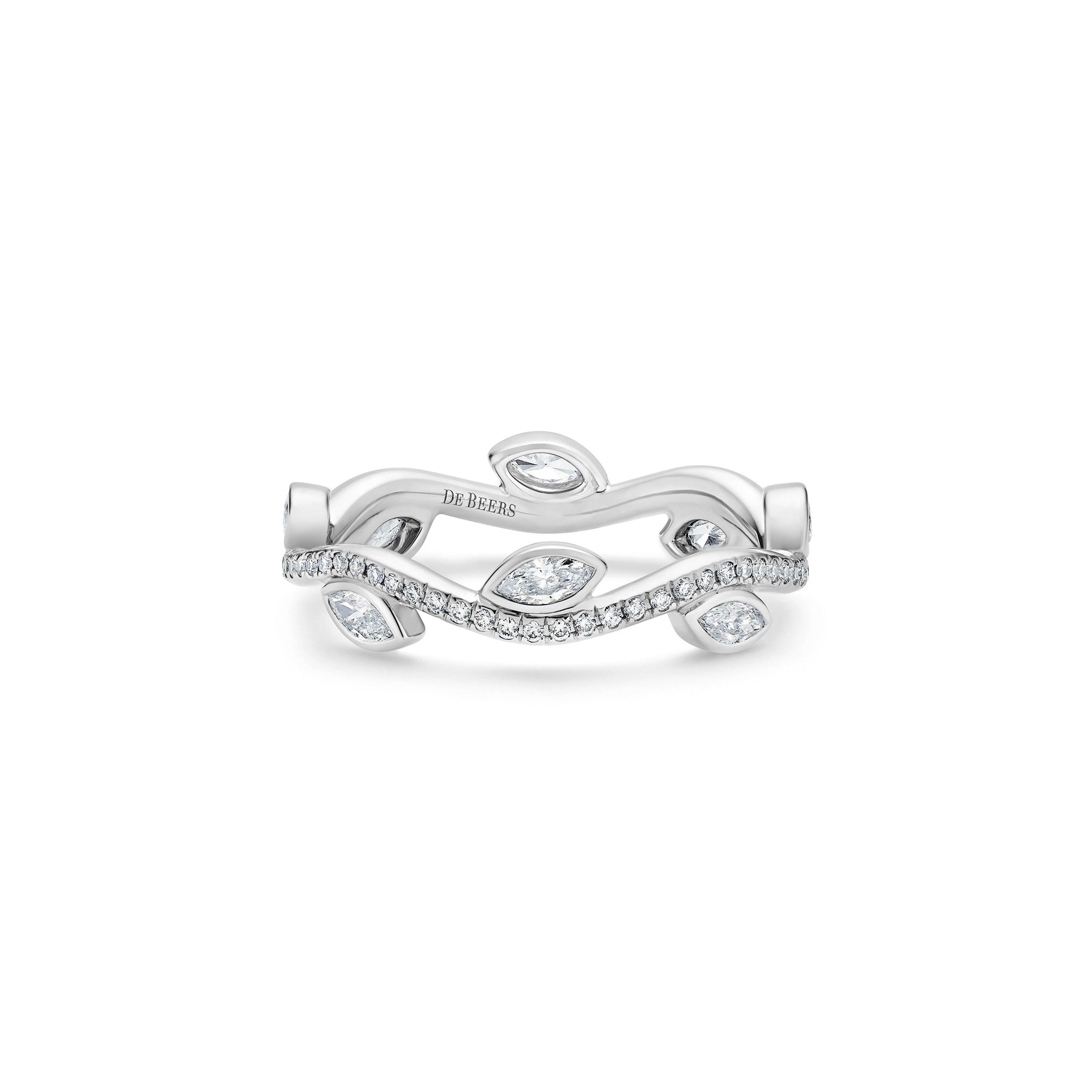 Adonis Rose engagement ring and wedding band, De Beers