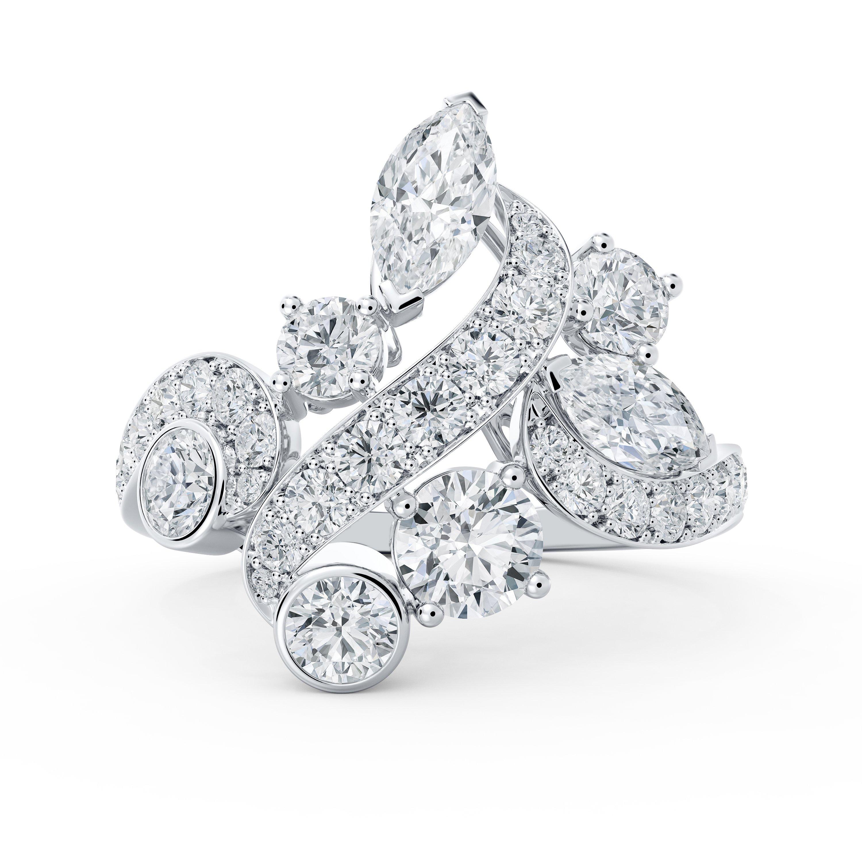 Adonis Rose Cluster Ring in White Gold