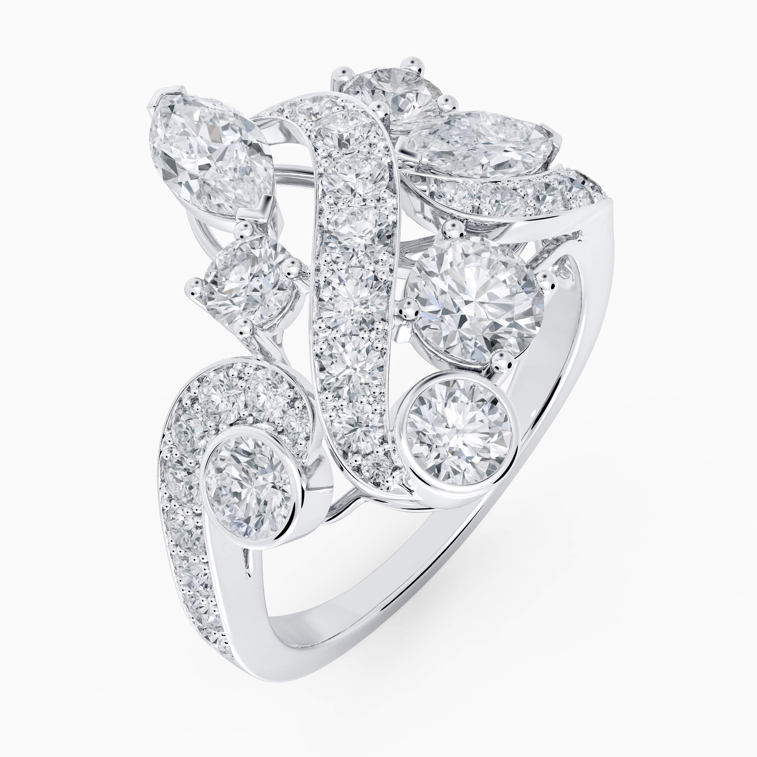 Bague Cocktail Adonis Rose en Or Blanc Bague Cocktail Adonis Rose en Or Blanc, image 2