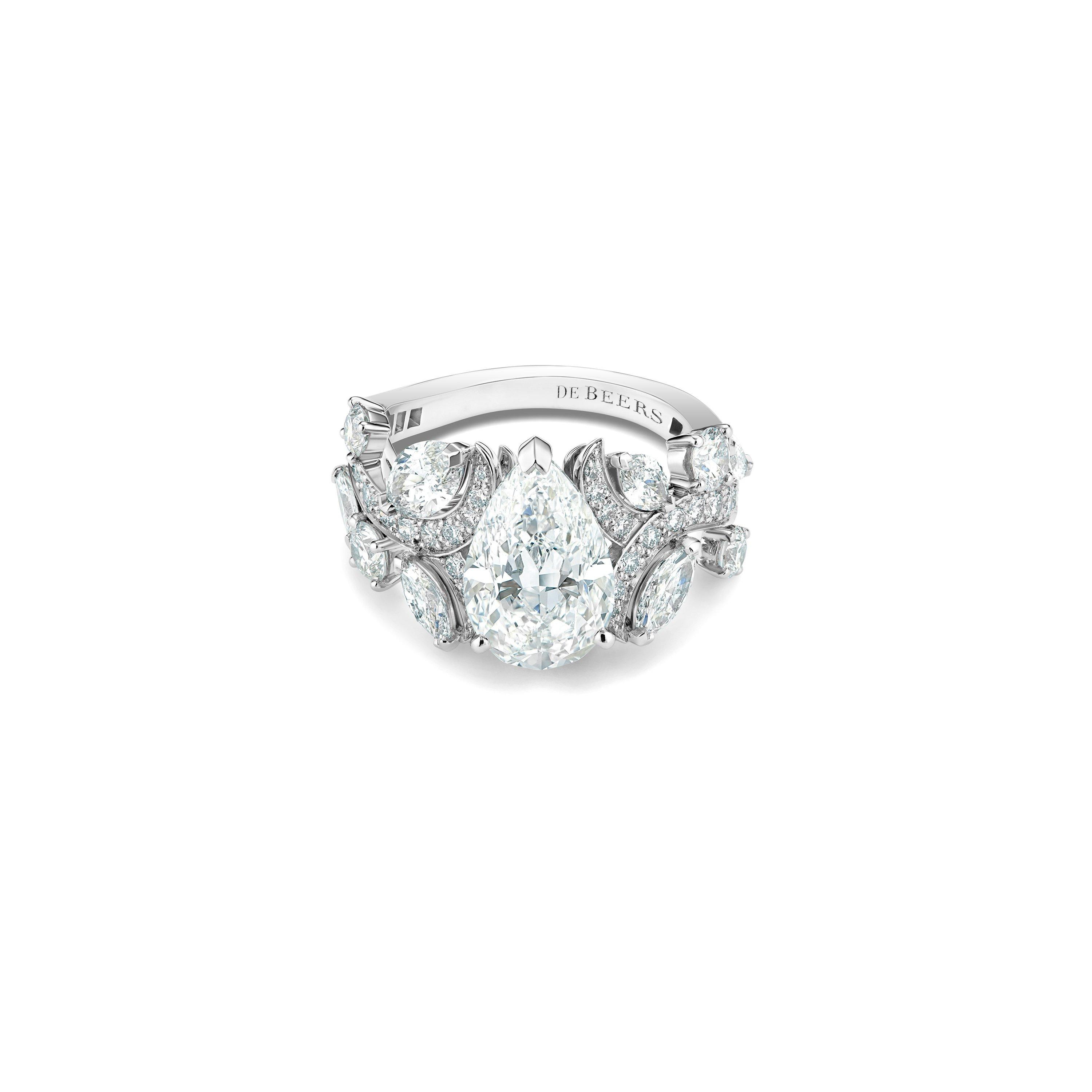 Adonis Rose Pear-Shape Diamond Ring in Platinum