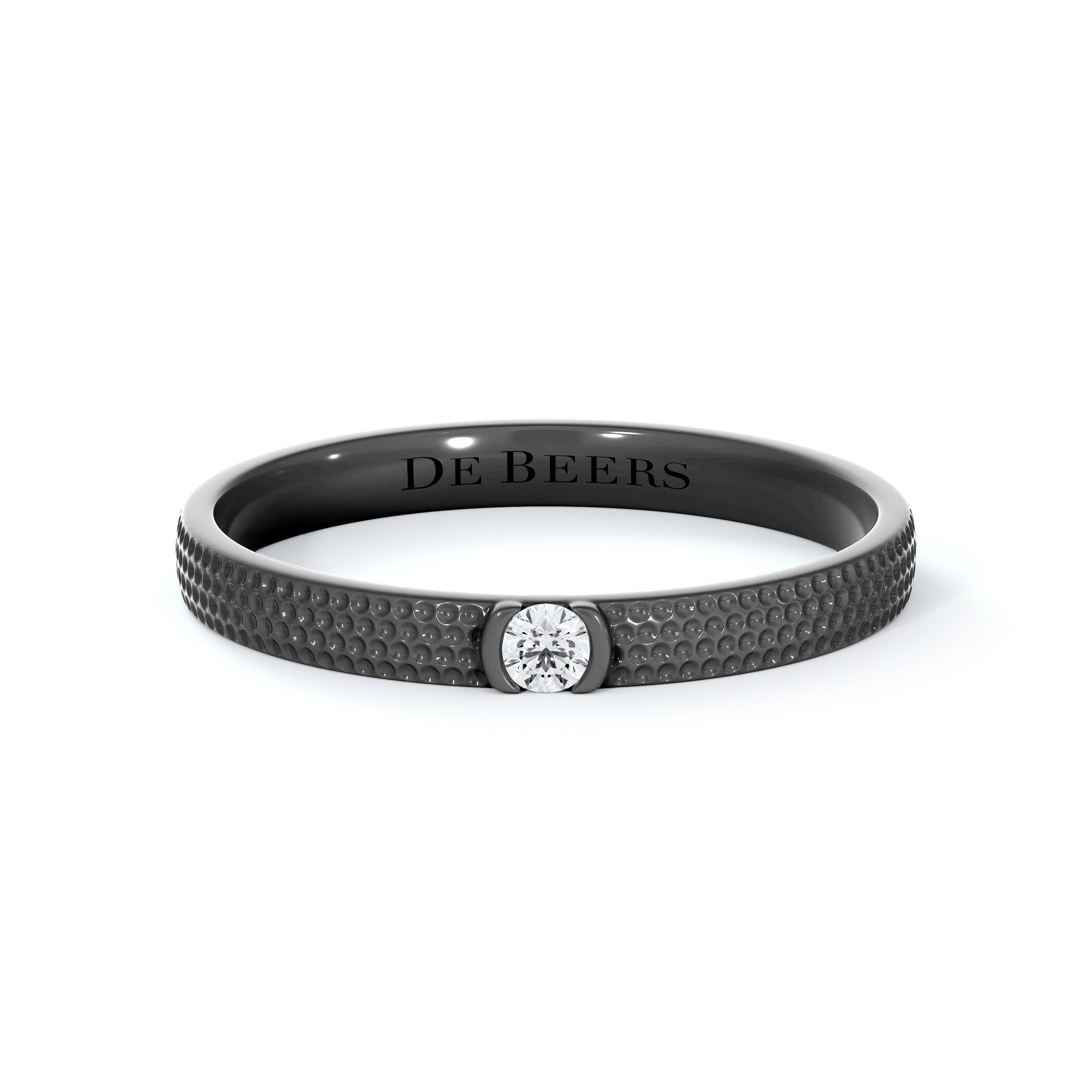 de Beers Jewellers 18kt White Gold Talisman Trio Diamond Stacking Rings - Silver