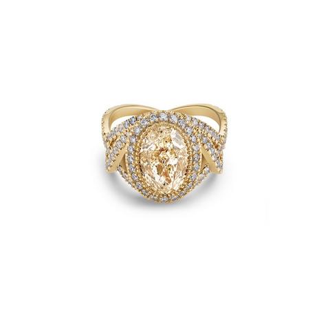Aella 高級珠寶黃金橢圓形鑽石戒指