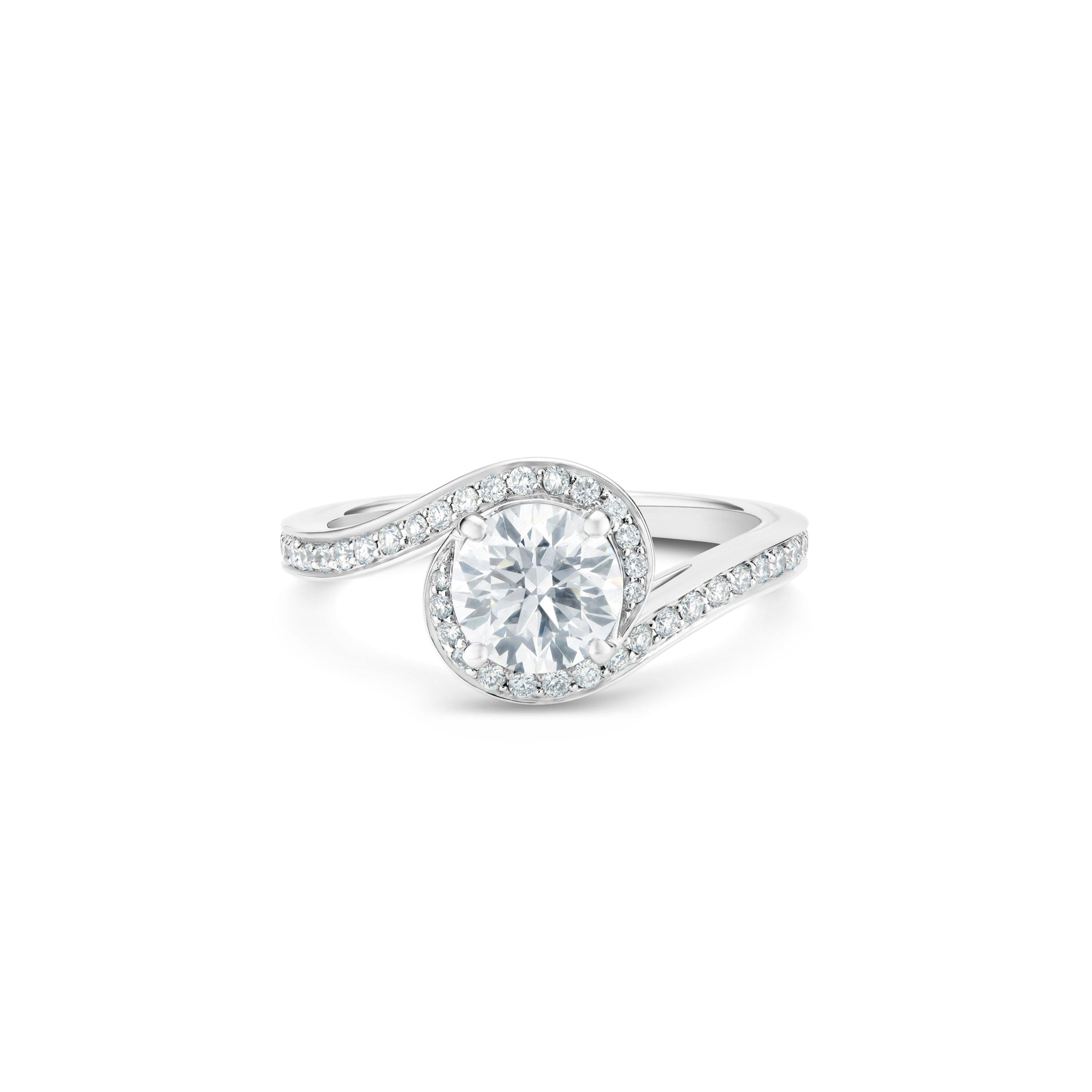 Debeers Caress Round Brilliant Diamond Ring In Metallic