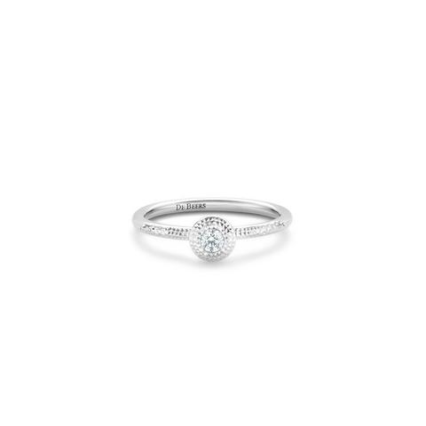 Talisman round brilliant diamond ring in white gold