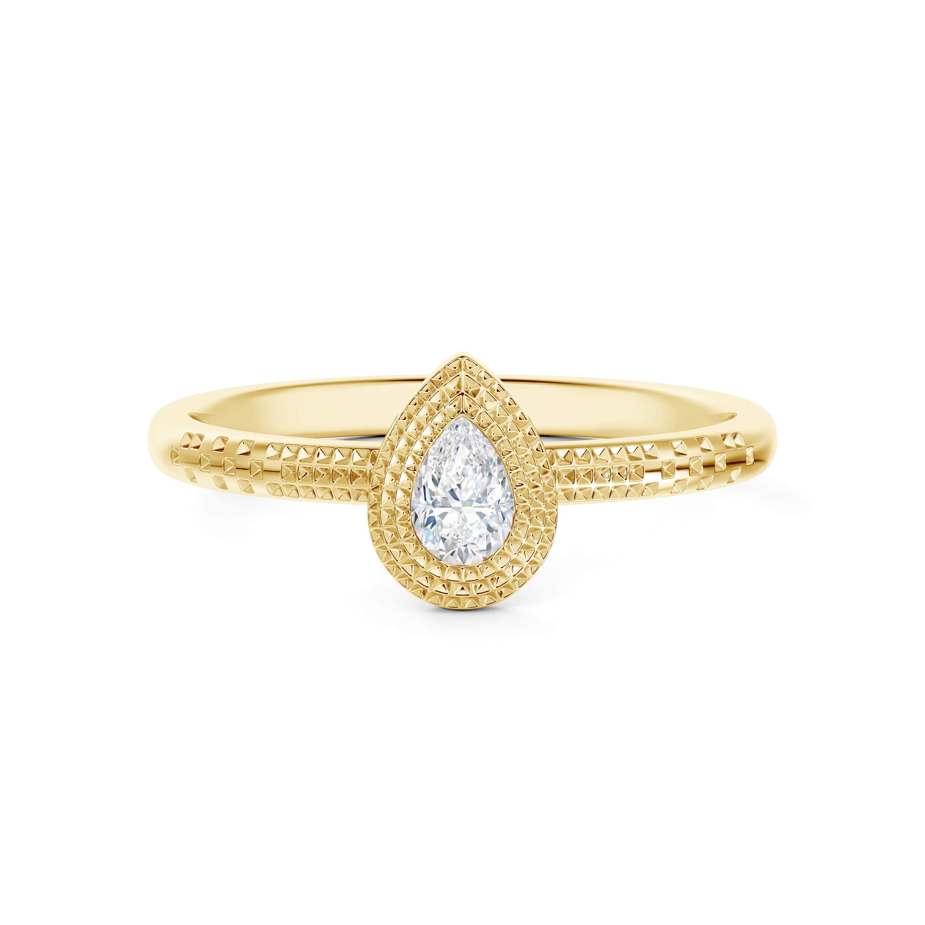 Pear shaped yellow gold diamond ring discount