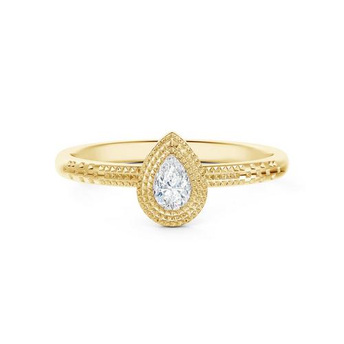 Talisman pear shaped diamond ring in yellow gold De Beers CA