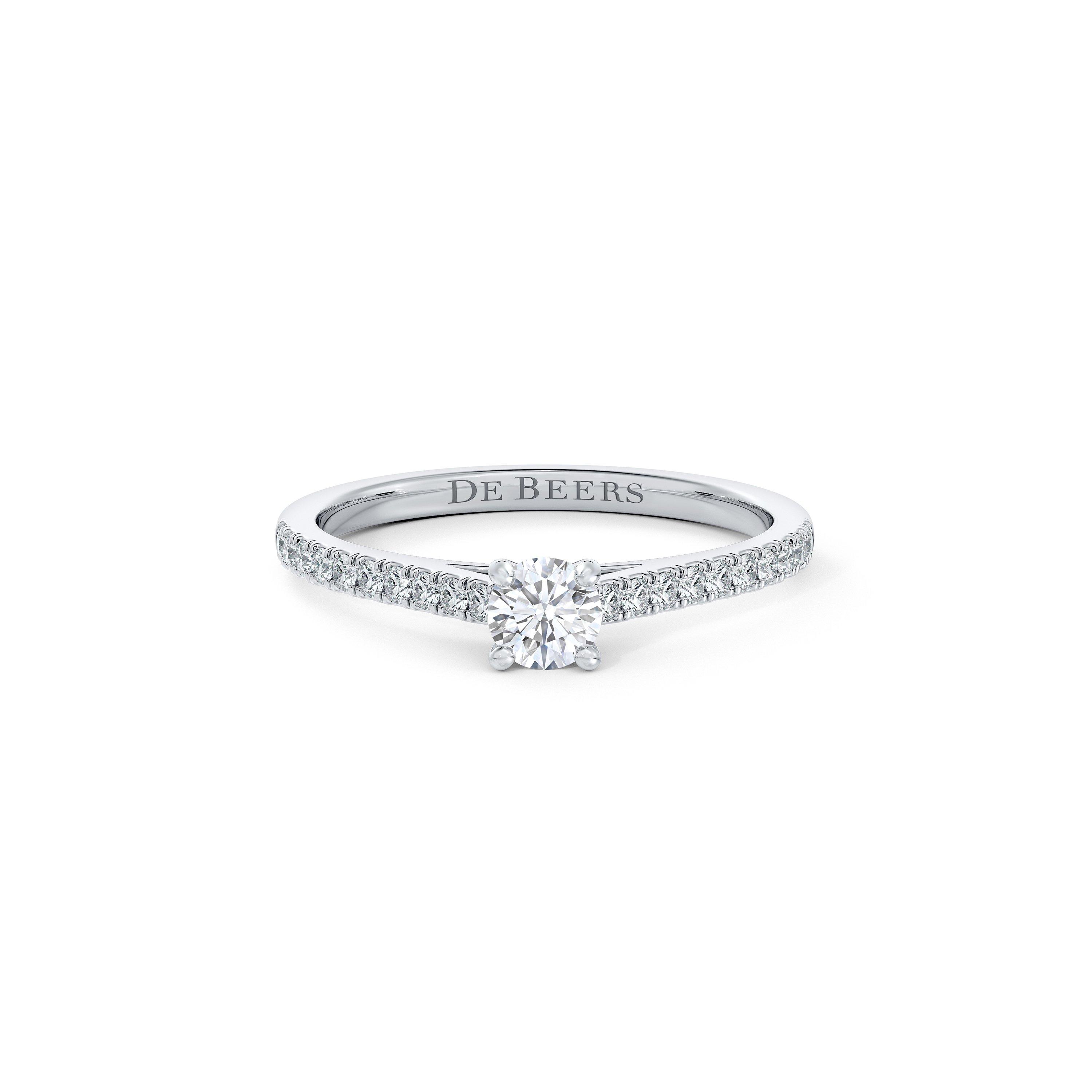 Debeers Db Classic Pavé Round Brilliant Diamond Ring In White