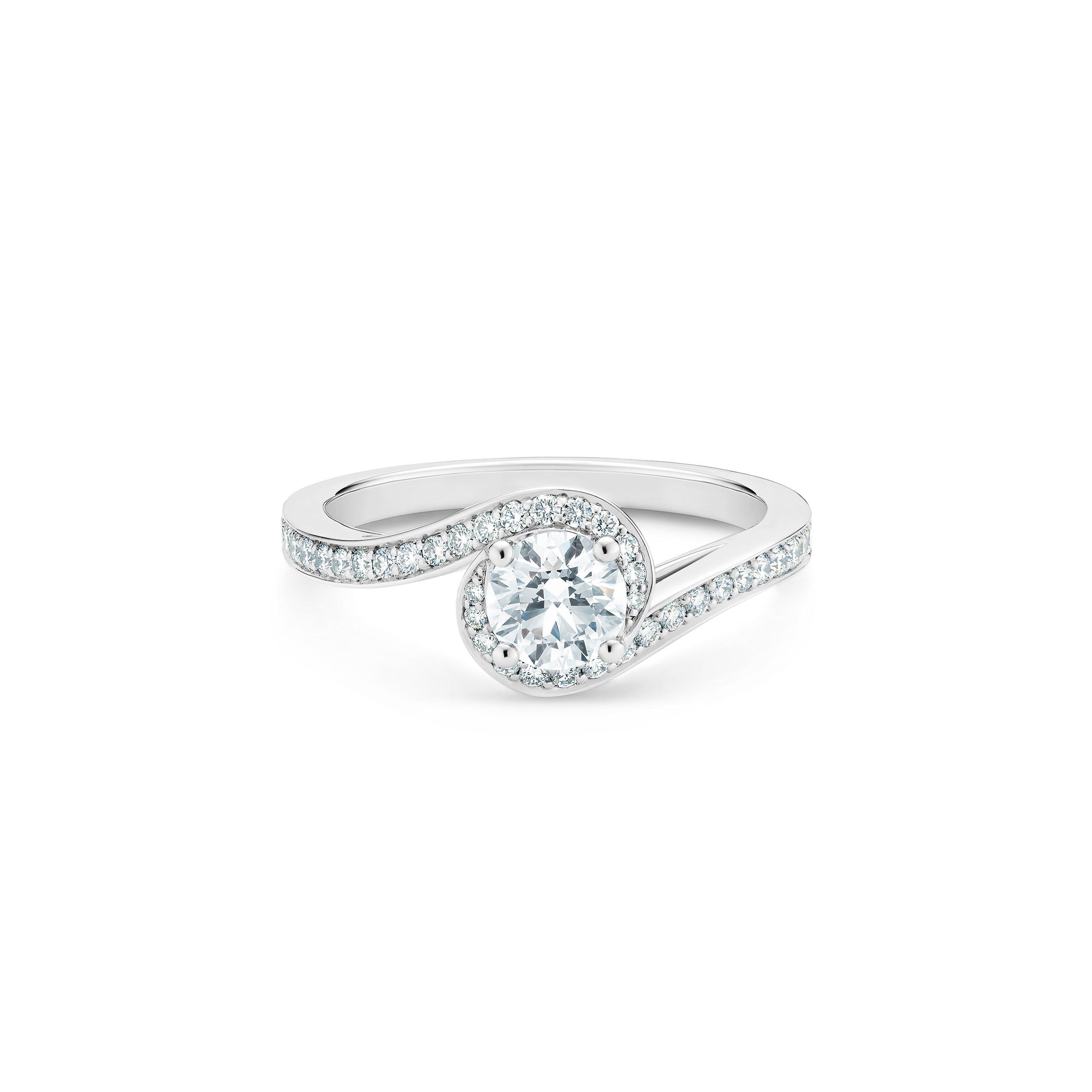 Caress Round Brilliant Diamond Ring in Platinum, image 1