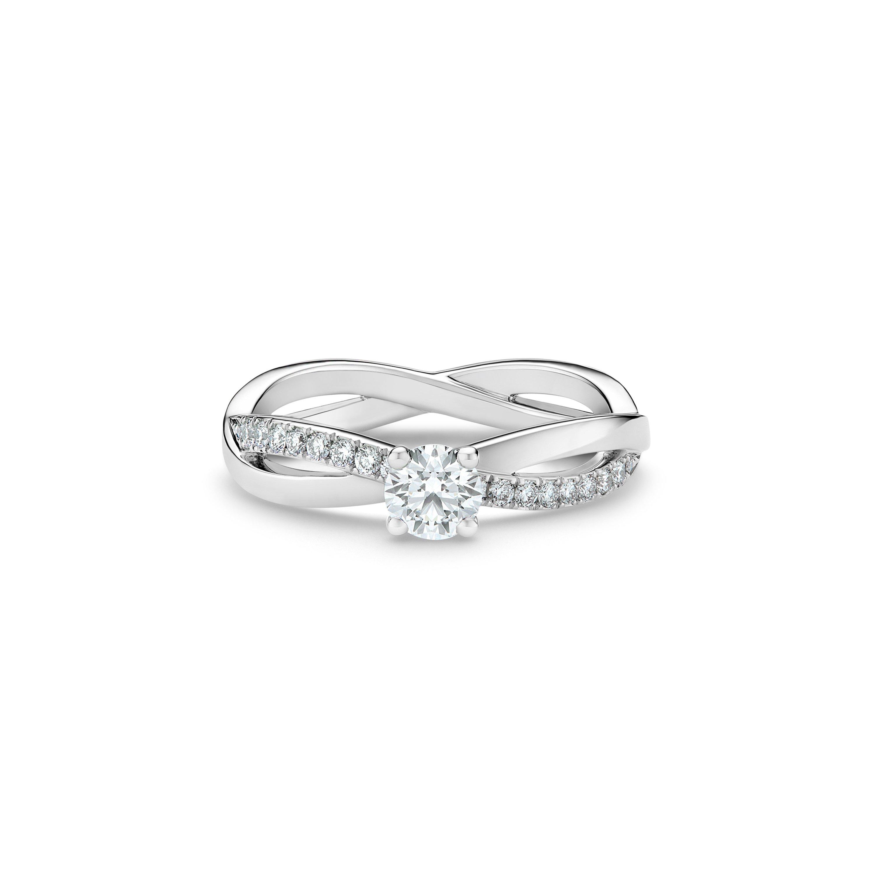 Infinity Round Brilliant Diamond Ring in Platinum