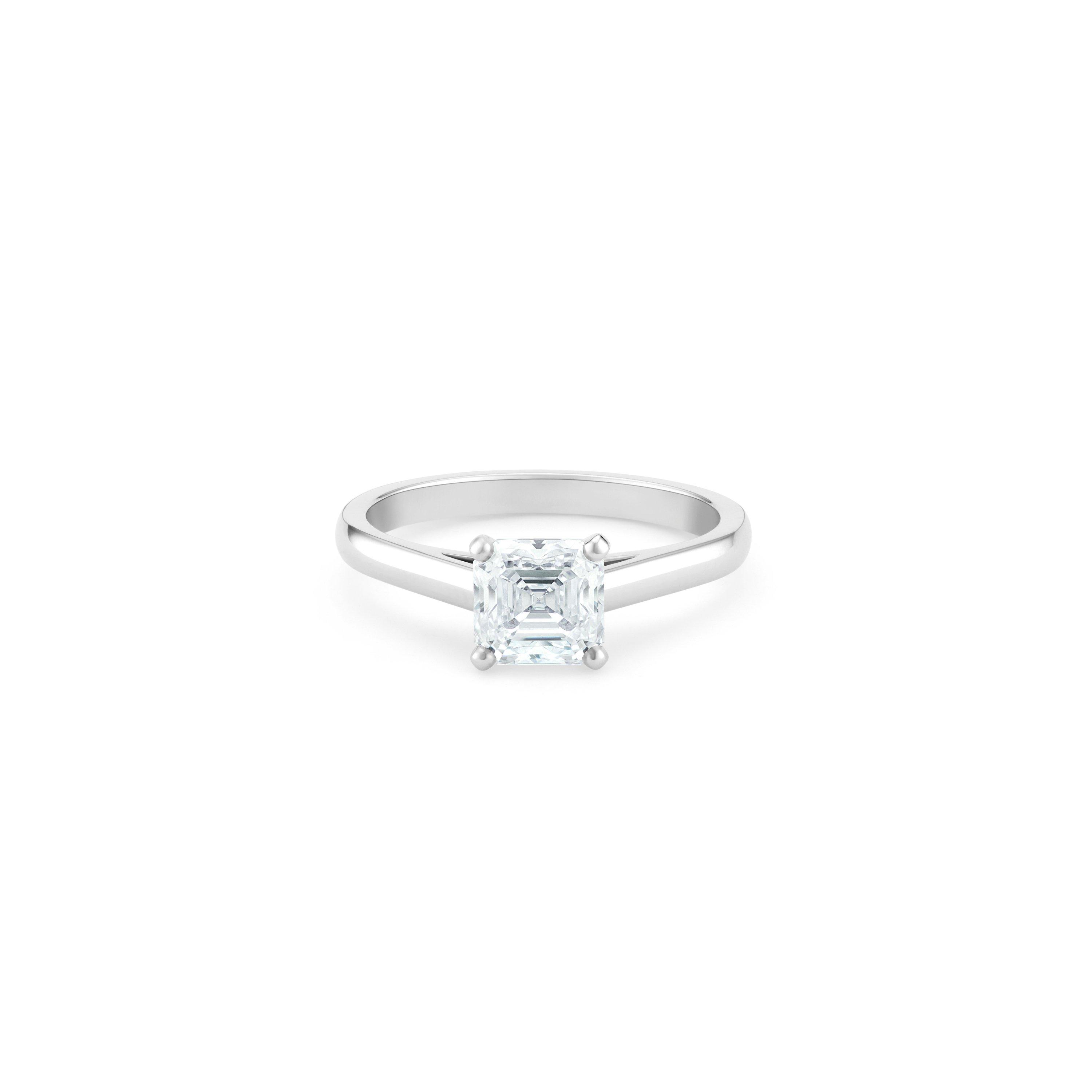 Debeers Db Classic Asscher-cut Diamond Ring In White