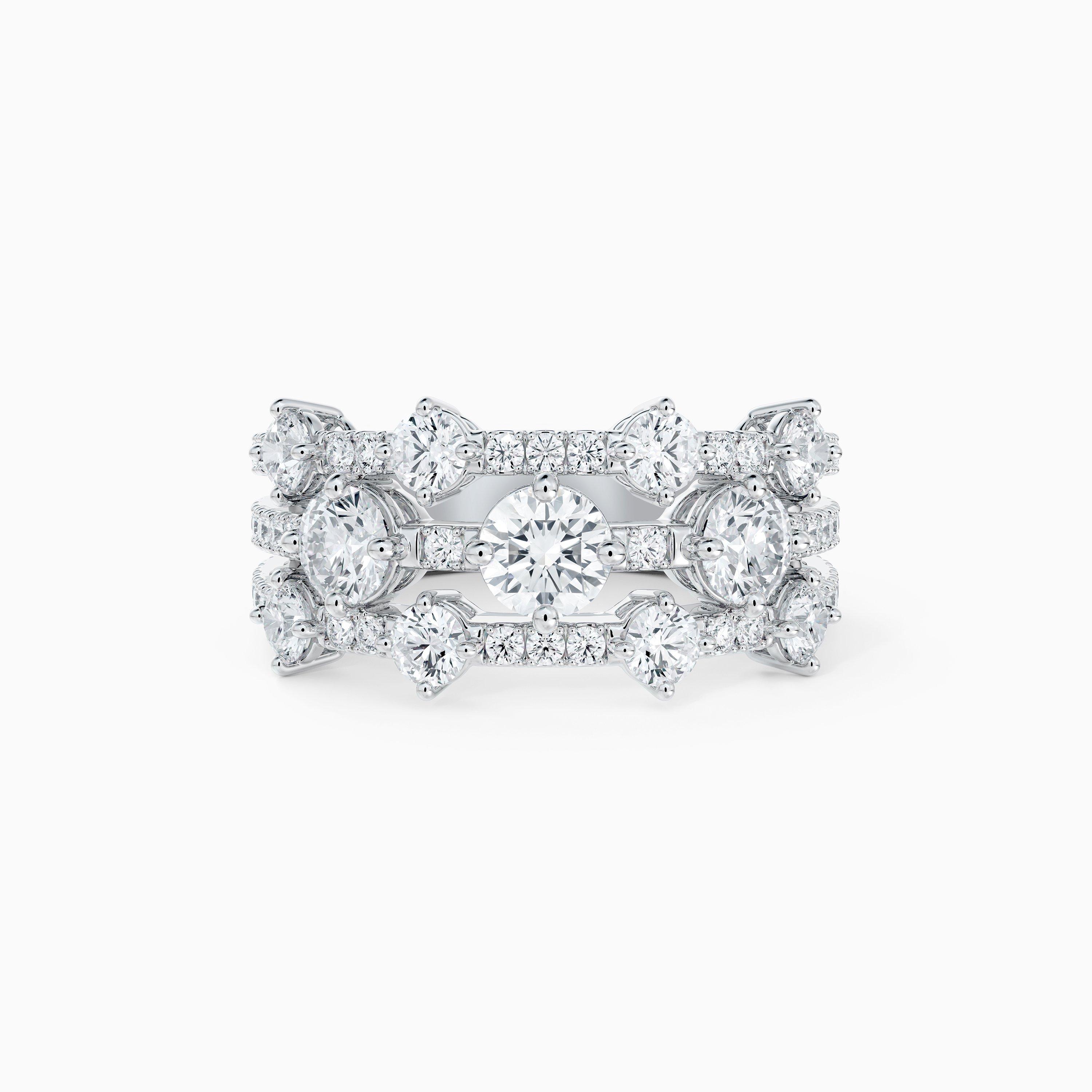 Arpeggia Three Row Ring in White Gold, image 1